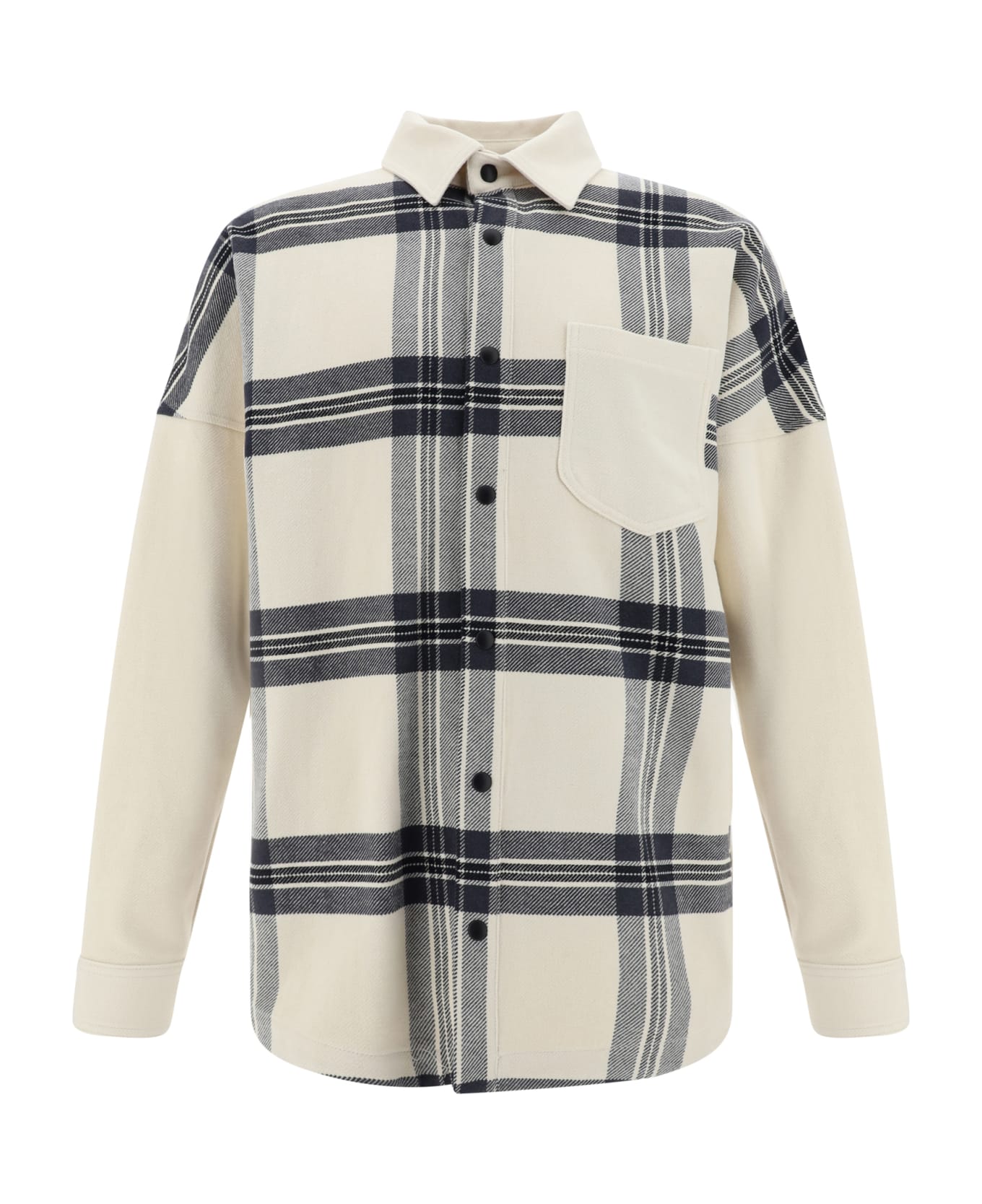 Palm Angels Back Logo Check Overshirt - Off White Anthracite