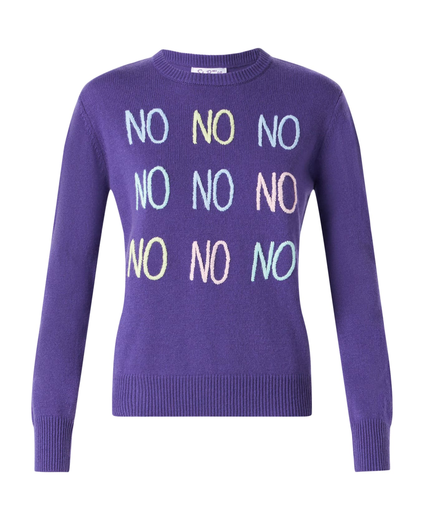 MC2 Saint Barth Woman Sweater With No No No Embroidery - PURPLE