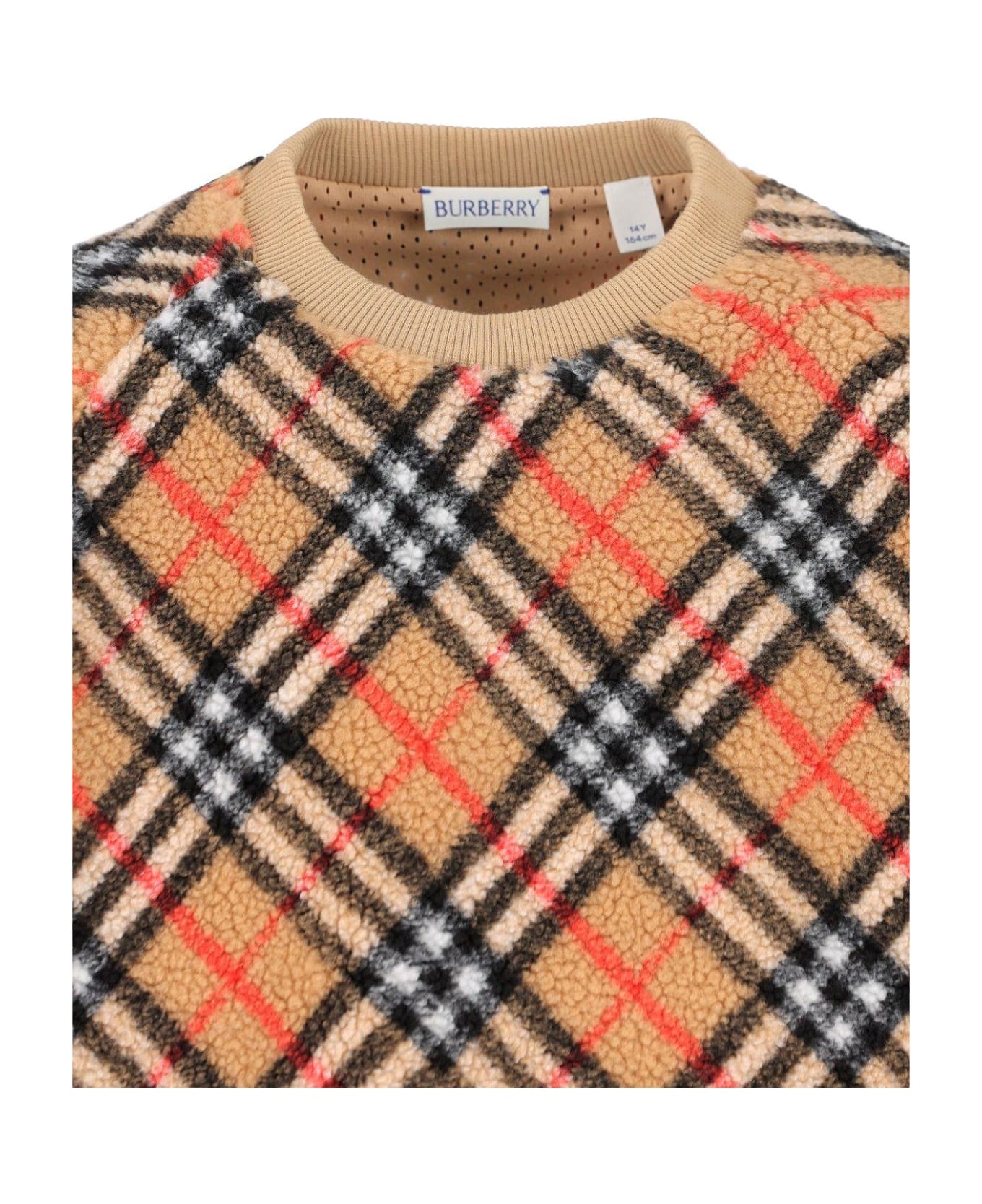 Burberry Checked Crewneck Fleece Sweatshirt - burberry print cap