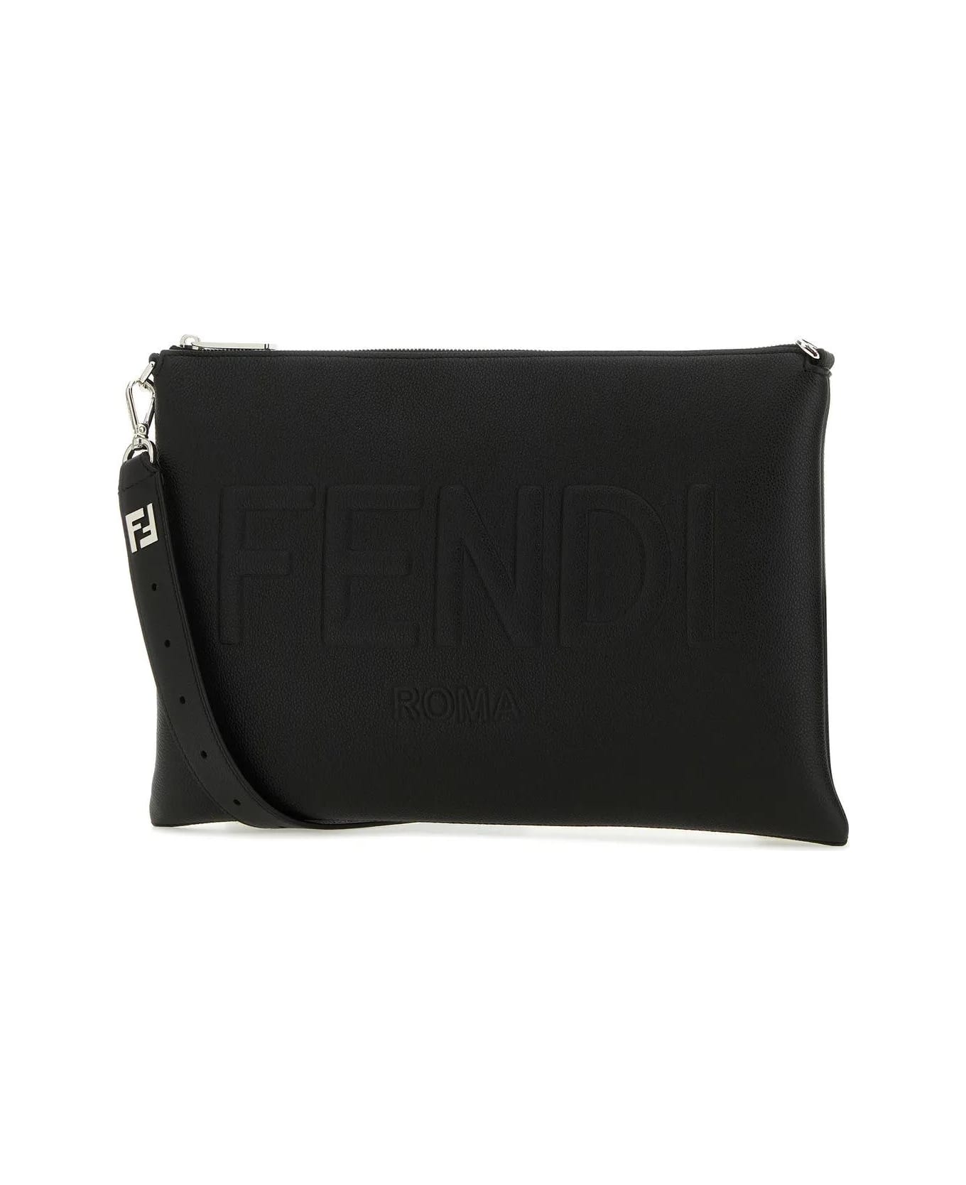 Fendi Black Leather Fendi Roma Shoulder Bag - Black