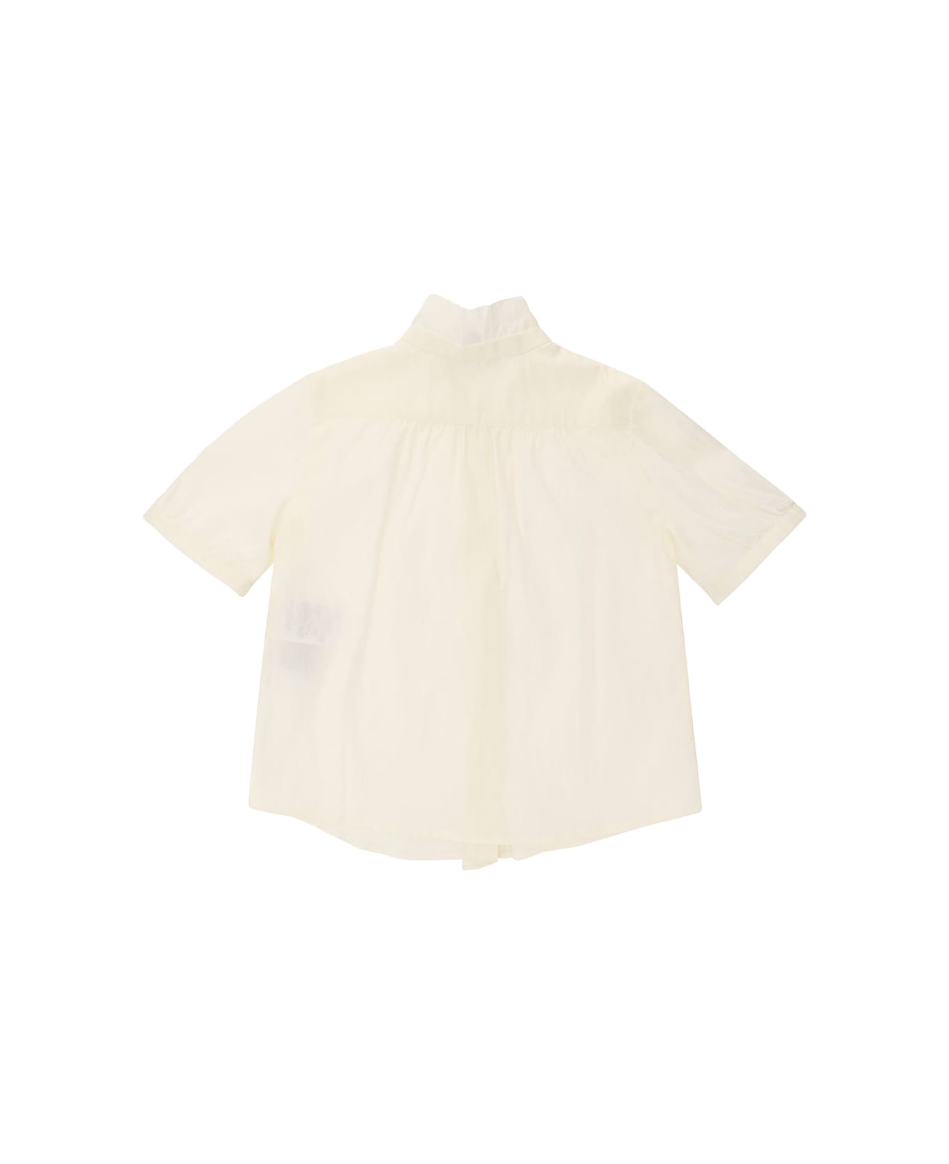 Emporio Armani Cream White Shirt With Turn Up Collar In Cotton Girl - White シャツ