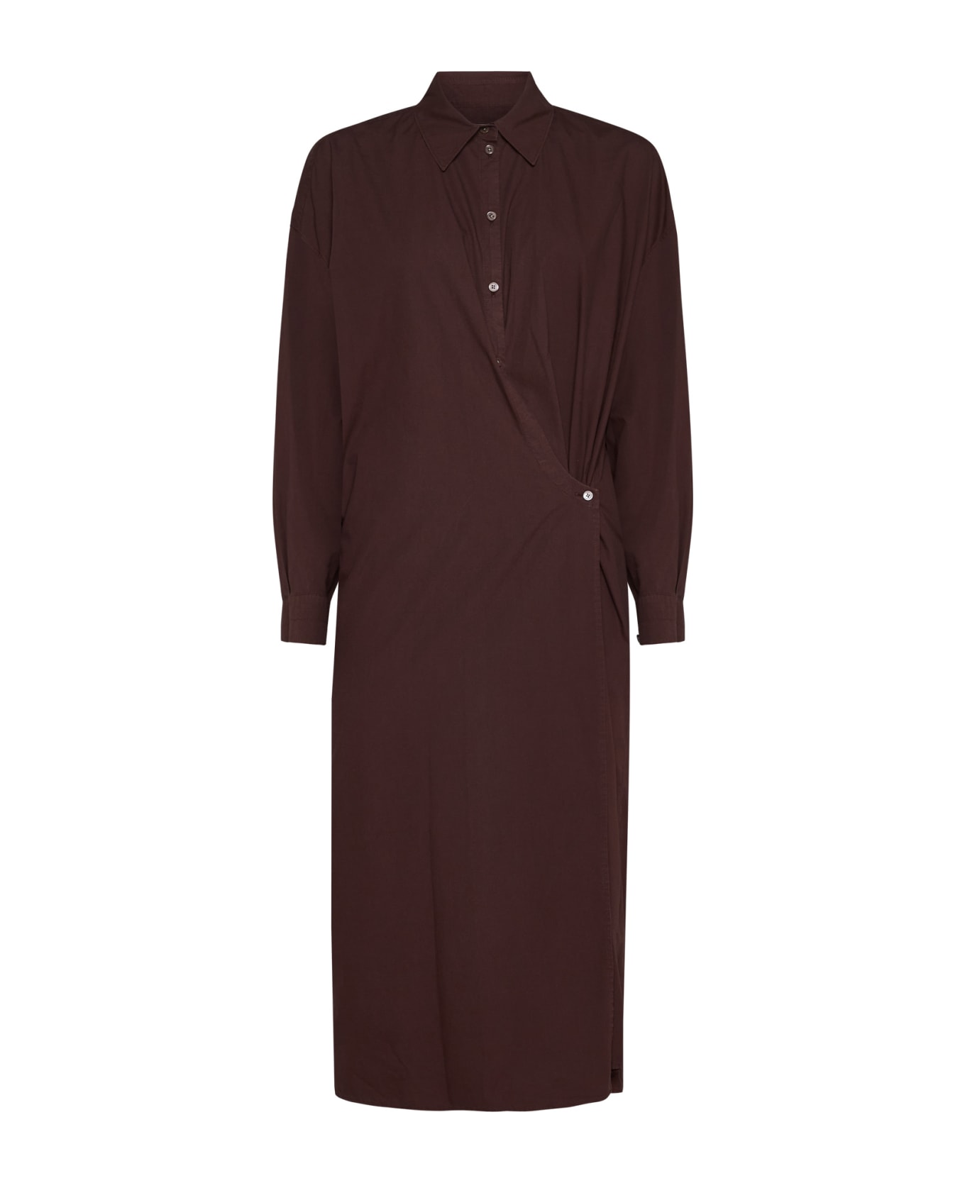 Lemaire Asymmetric Twisted Midi Shirt Dress - Cocoa bean