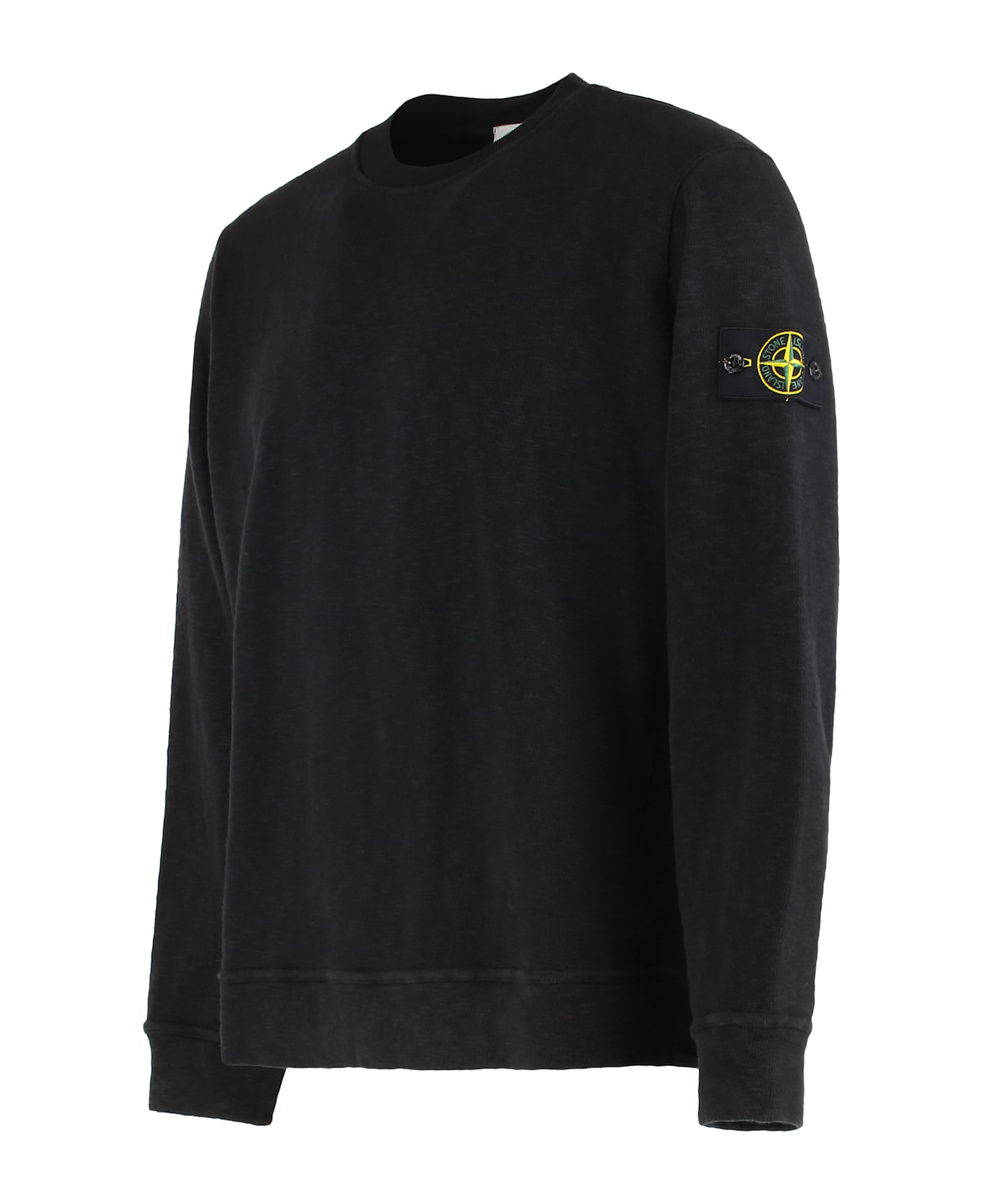 Stone Island Oversized Crewneck Sweatshirt In Cotton - black