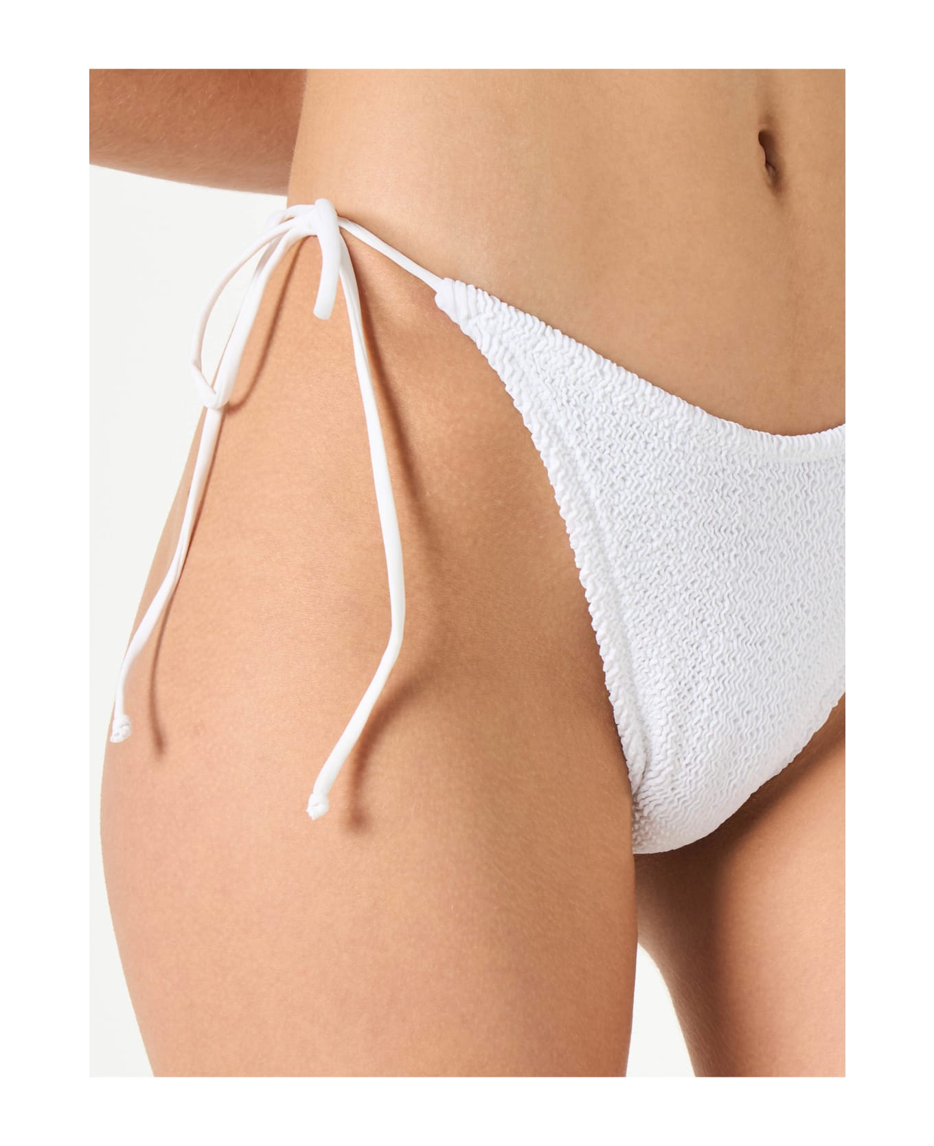 MC2 Saint Barth Woman White Crinkle Swim Briefs With Side Laces - WHITE ボトムス