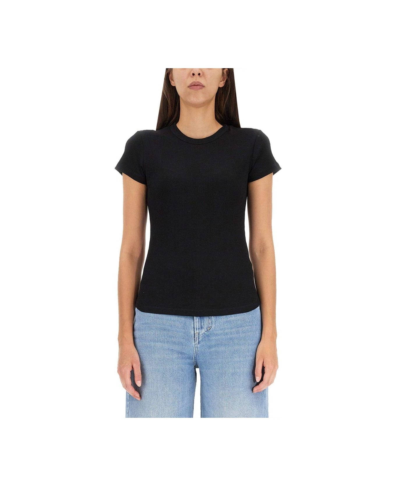 Marant Étoile Slim Fit Fine Ribbed Top - Black