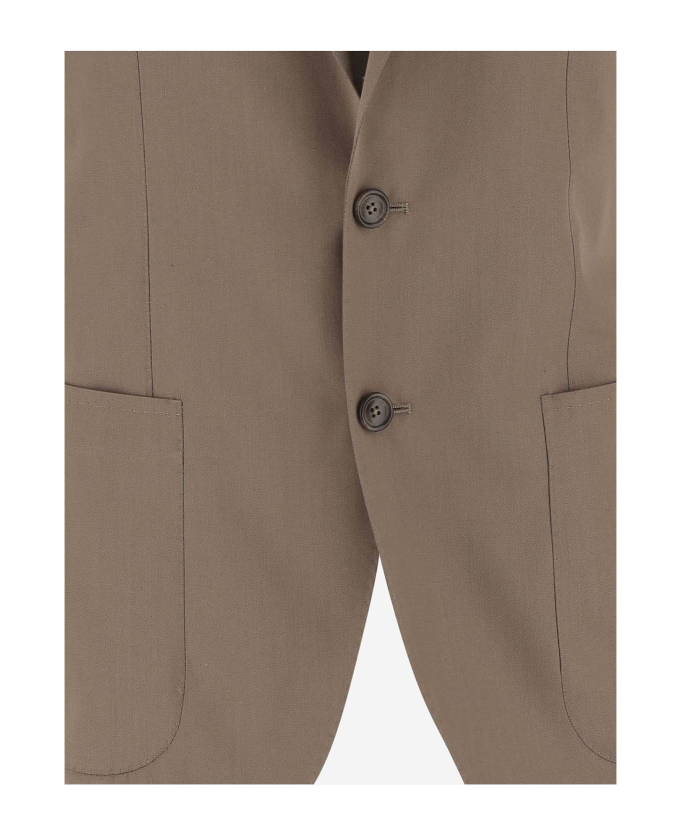 Tagliatore Single-breasted Cotton And Wool Jacket - Beige