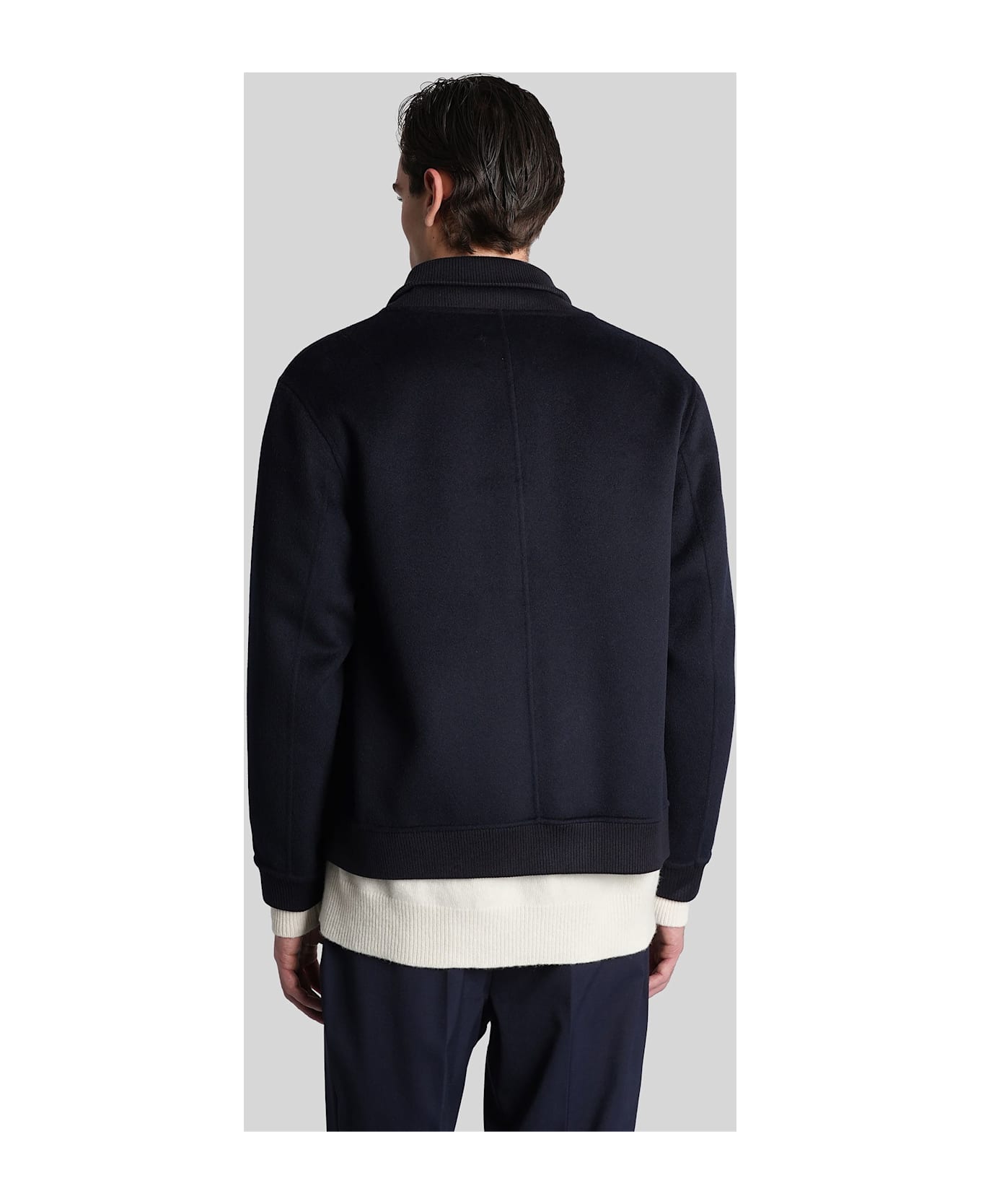 Mauro Grifoni Bomber Jacket In Blue Wool - blue