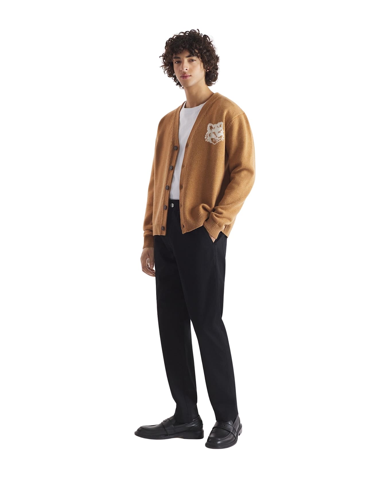Maison Kitsuné Fox Head Intarsia Comfort Cardigan - Sequoia