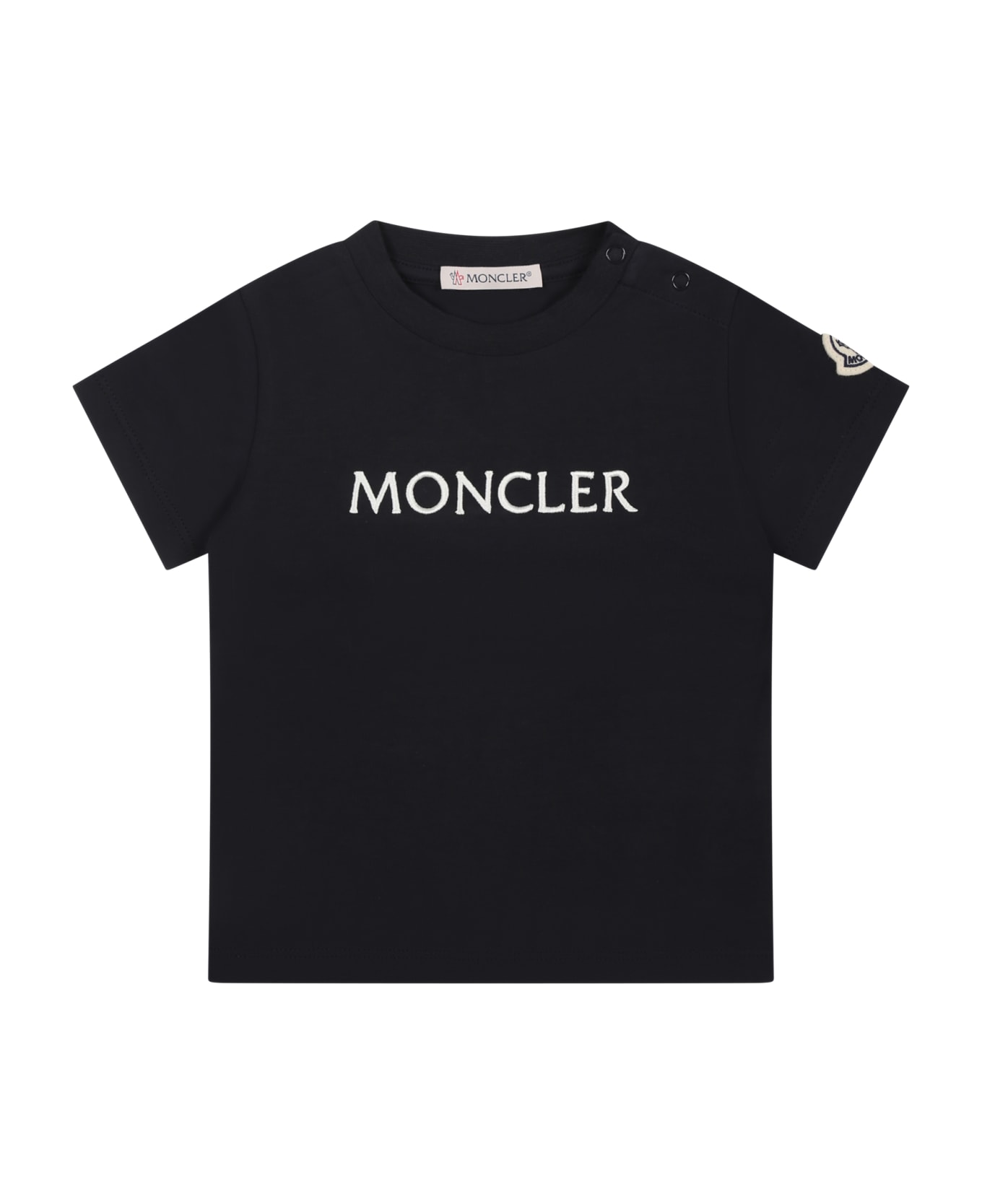 Moncler Blue T-shirt For Baby Girl With Logo - Blue
