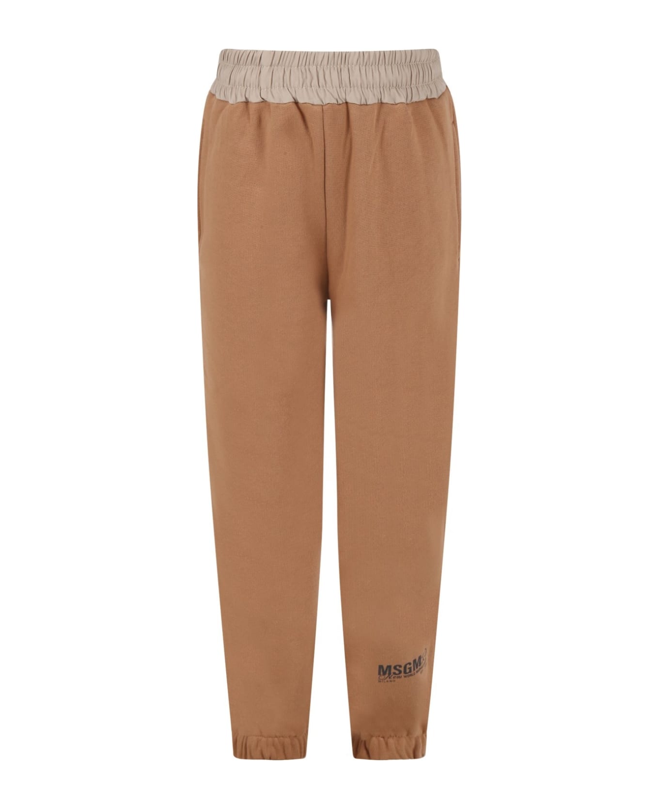 MSGM Trousers With Logo - Cream