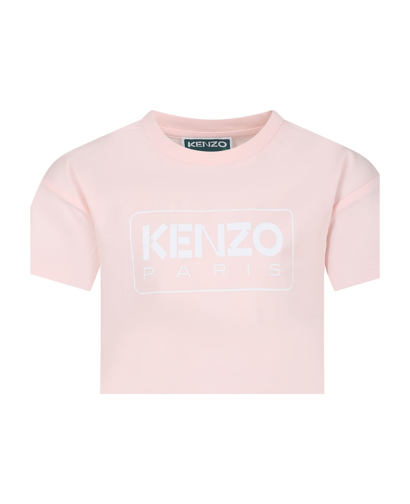 Kenzo Kids Pink T-shirt For Girl With Logo - Pink