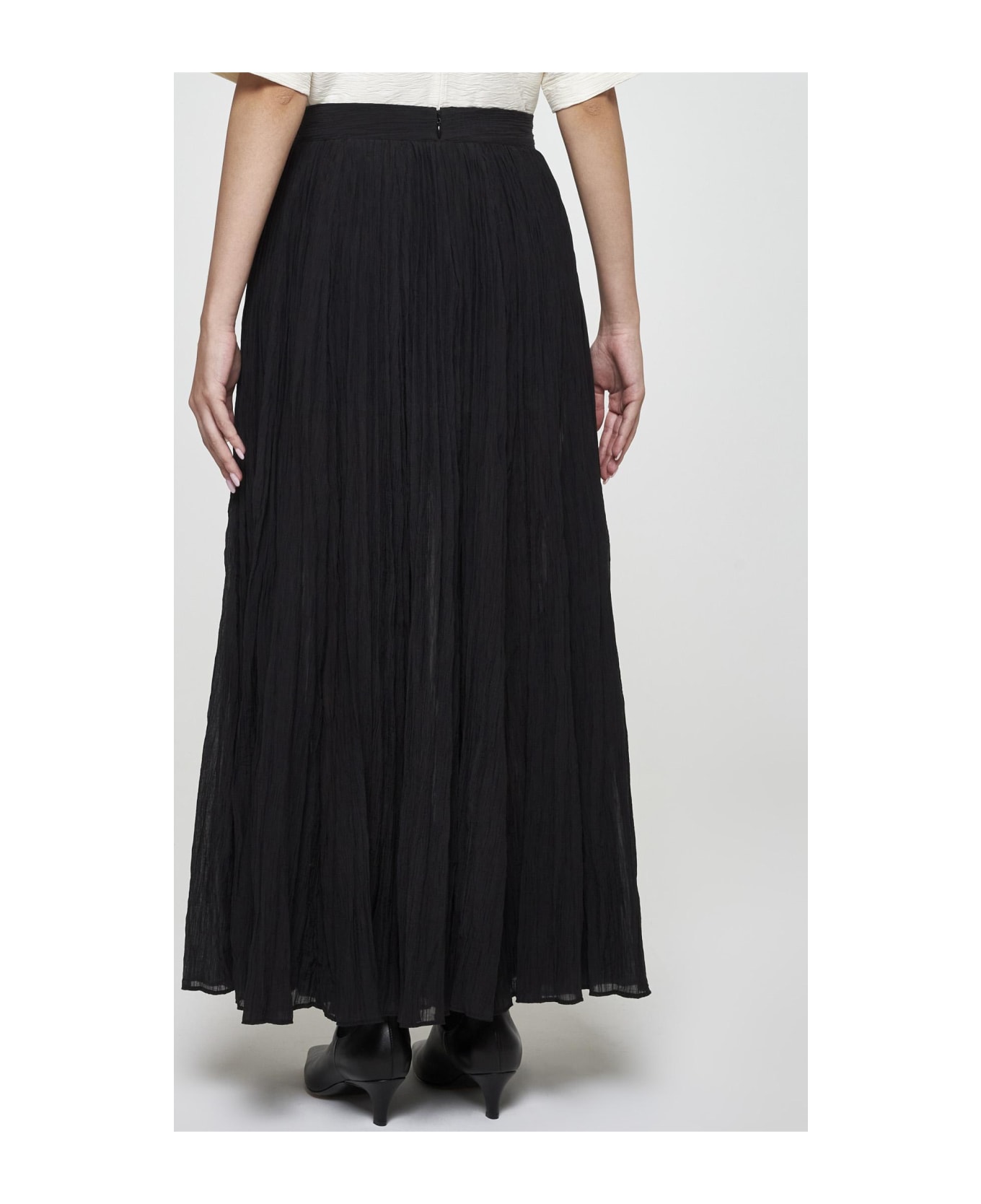 Totême Cotton-blend Pleated Long Skirt - Black