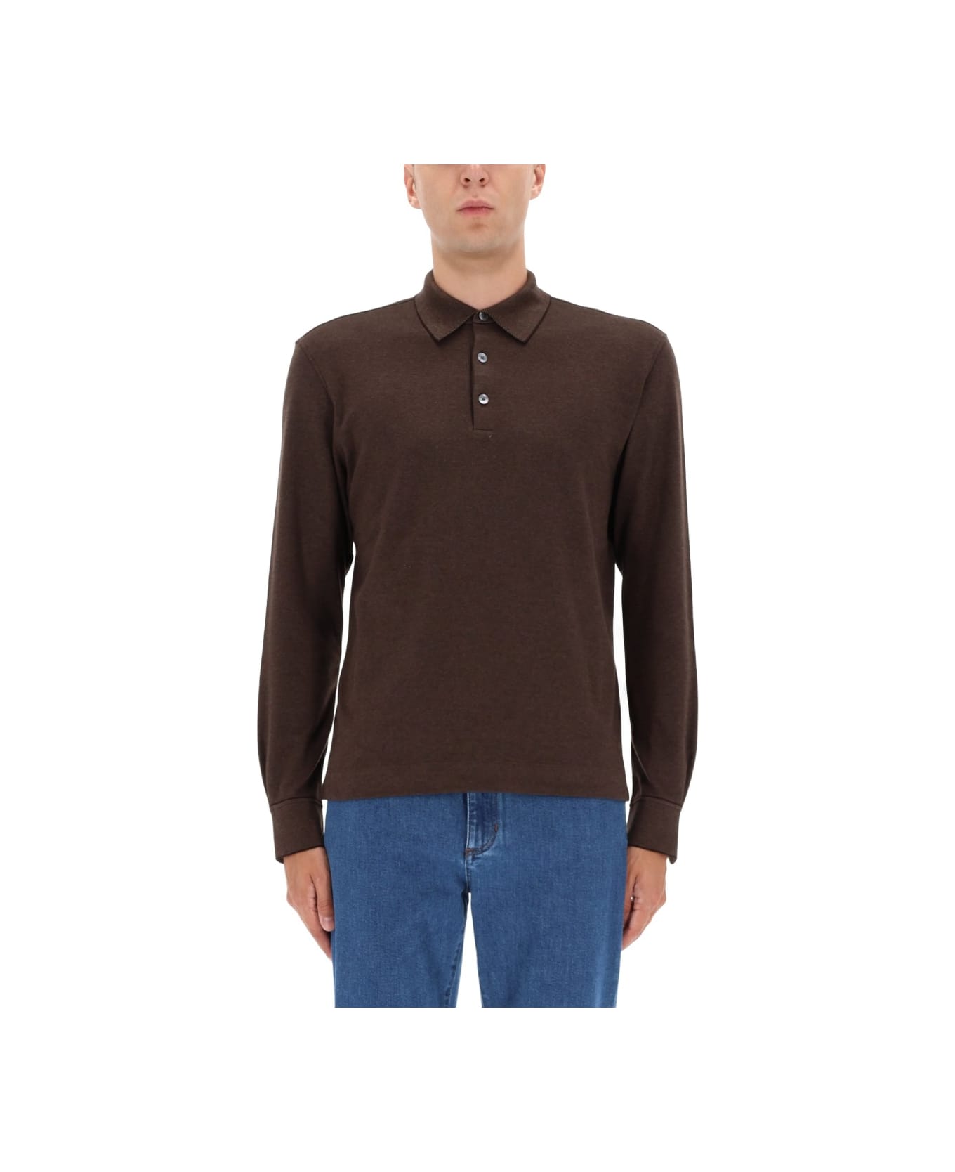 Zegna Cotton Polo - BROWN