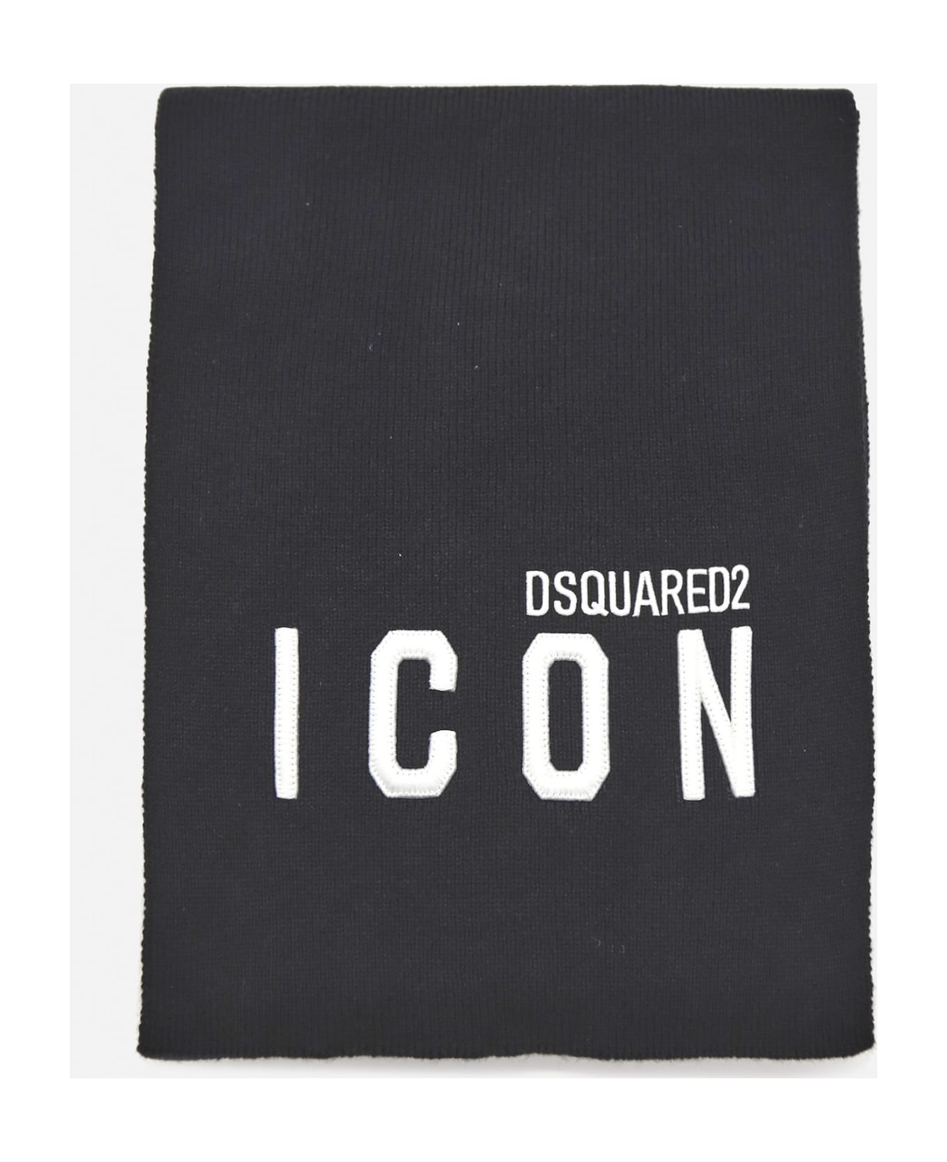 Dsquared2 Wool Scarf With Contrasting Embroidered Logo Dsquared2