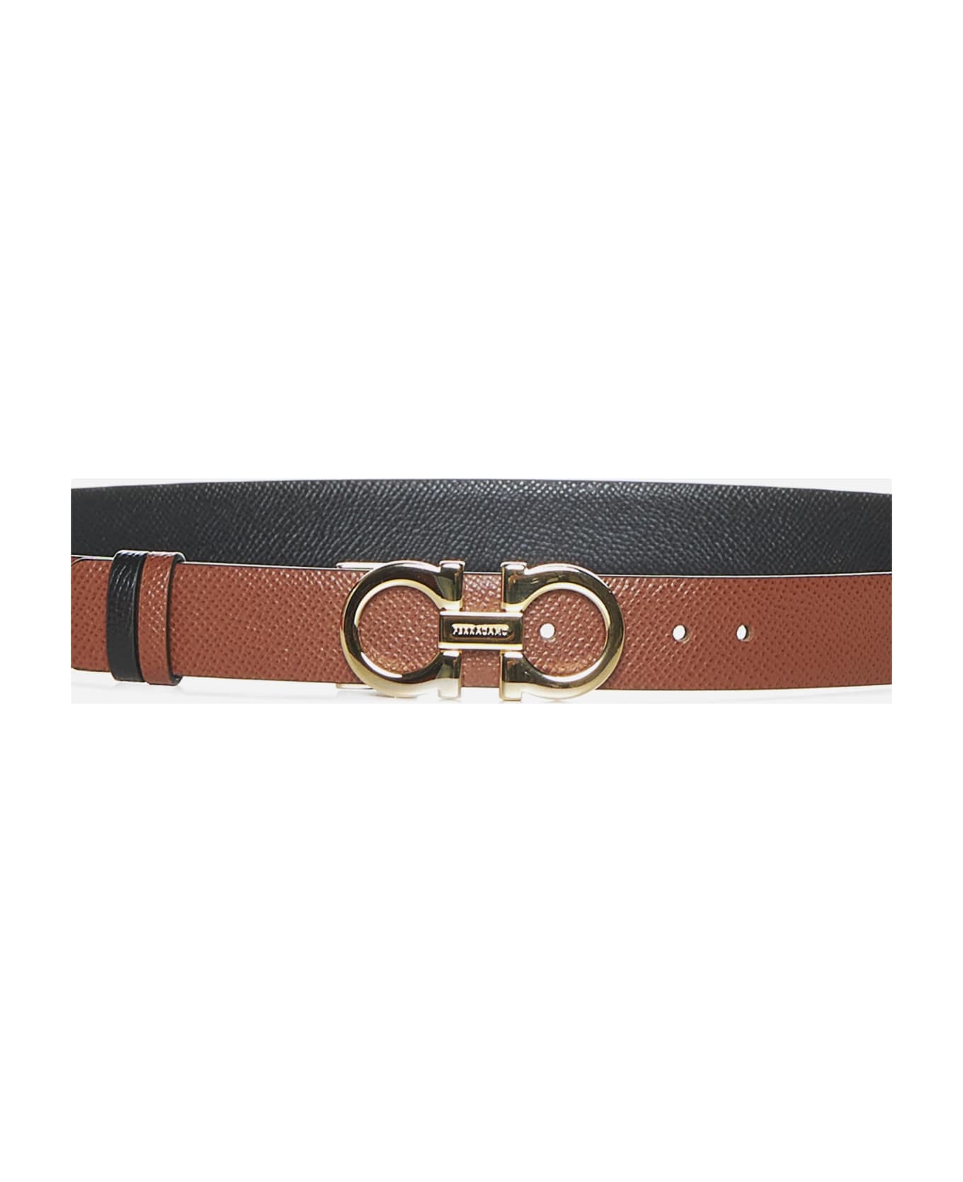 Ferragamo Gancini Reversible Leather Belt - BROWN