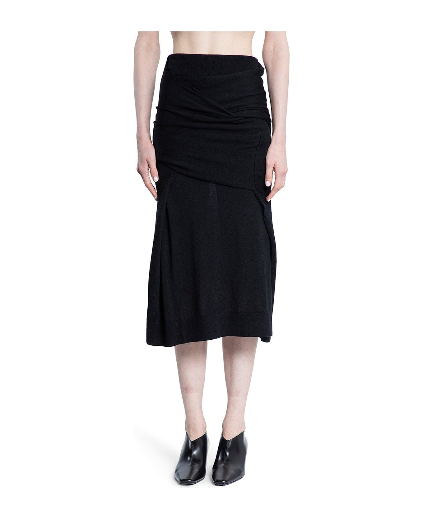 Totême Draped Fine Knit Skirt - 001 BLACK