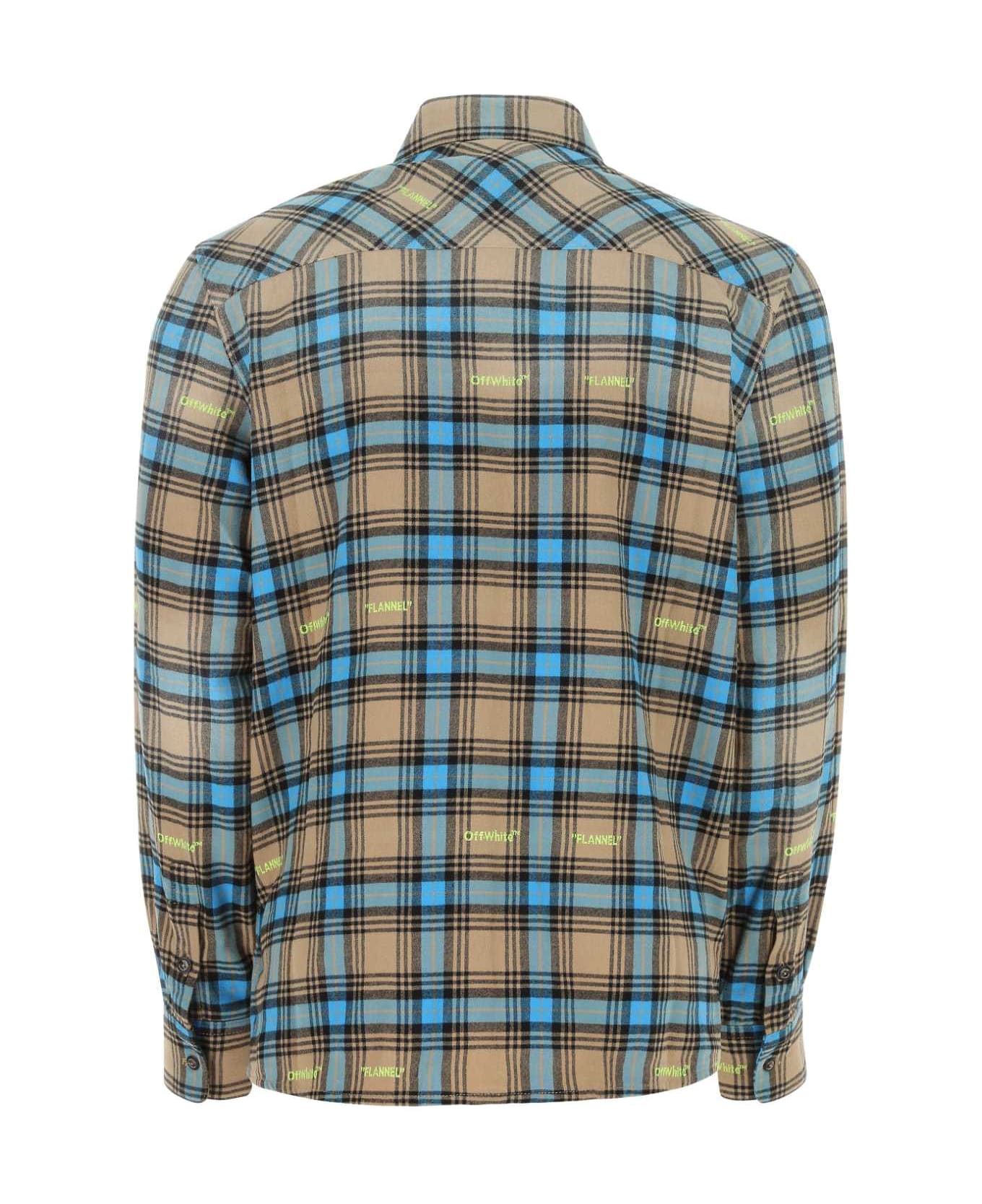 Off-White Embroidered Flannel Shirt - 6200