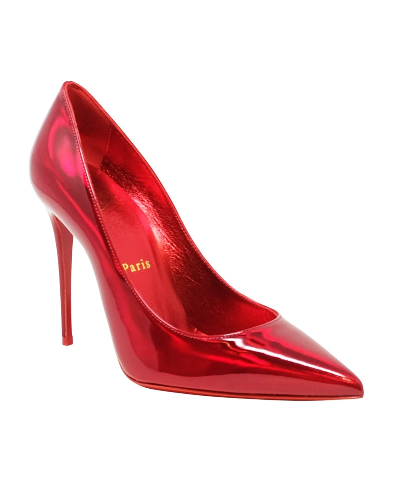 Christian Louboutin Red Metal Patent Kate 100 Pumps - RED