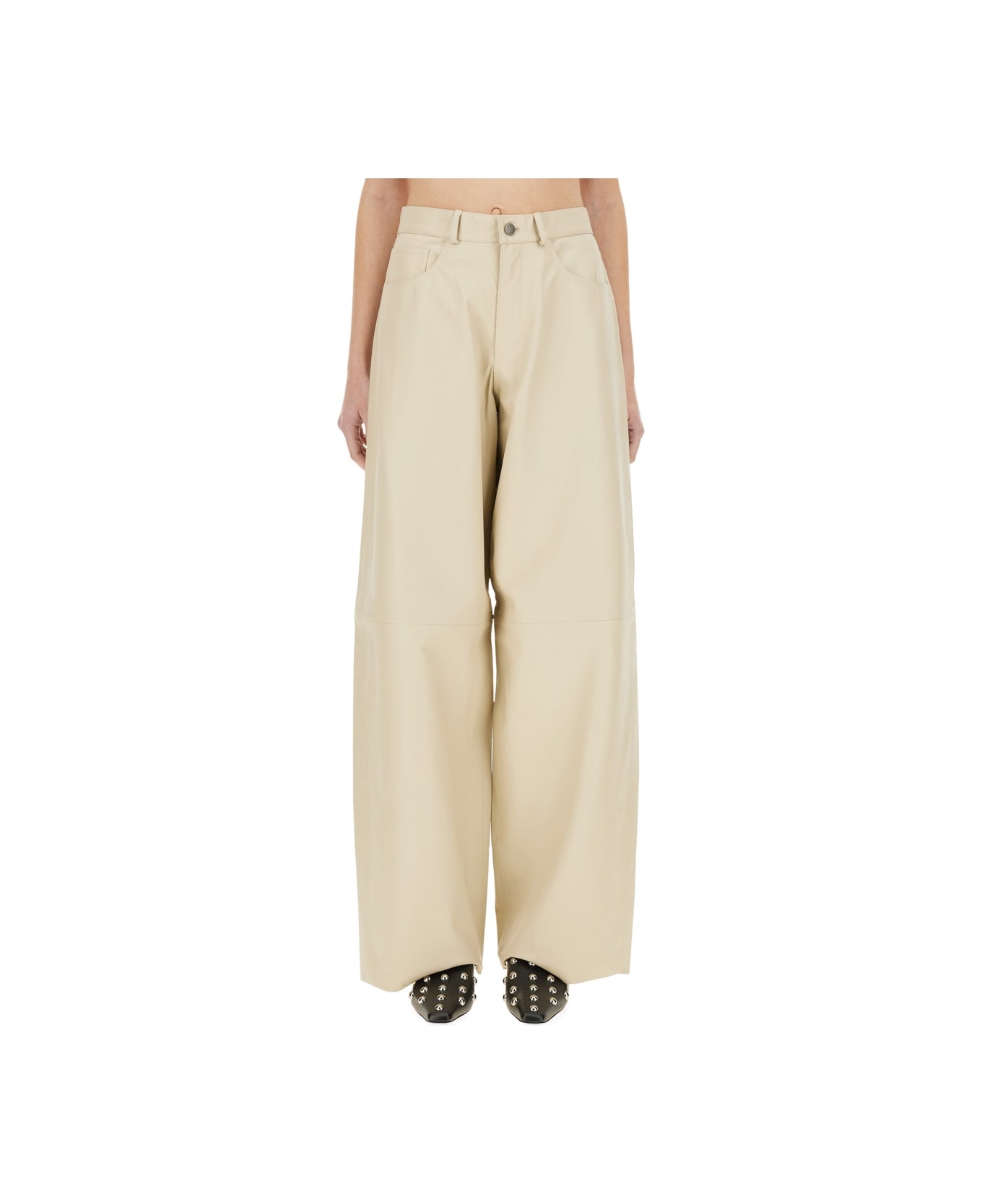 Haikure "bethany" Leather Pants - BEIGE