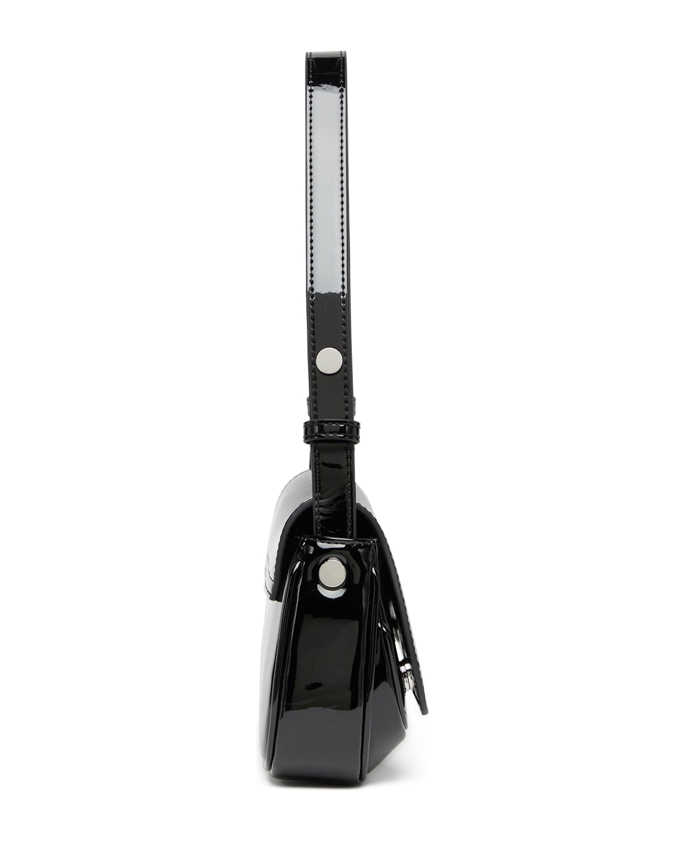 Diesel Play Clutch Patent Fabric Shoulder Bag - Black