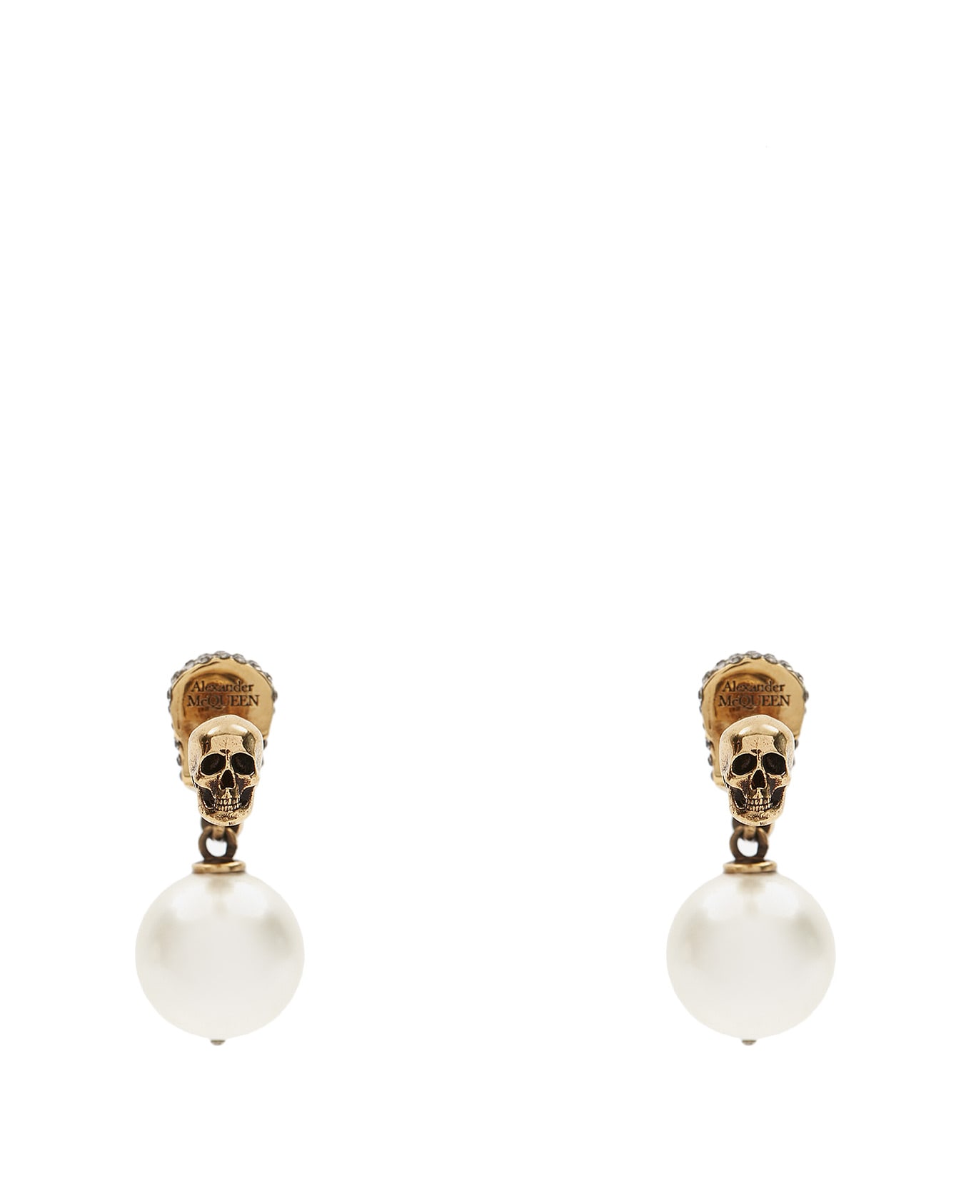 Alexander McQueen Pearl Skull Earrings - Oro