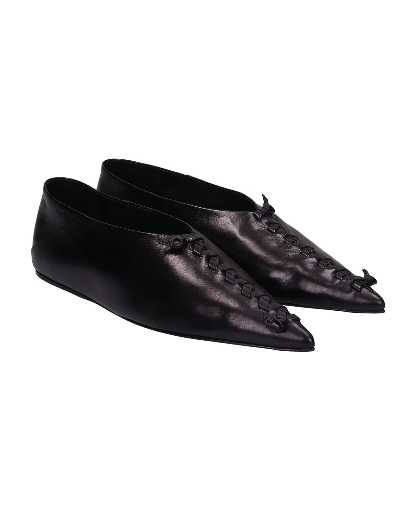 Jil Sander Ballet Flats In Black Leather - black