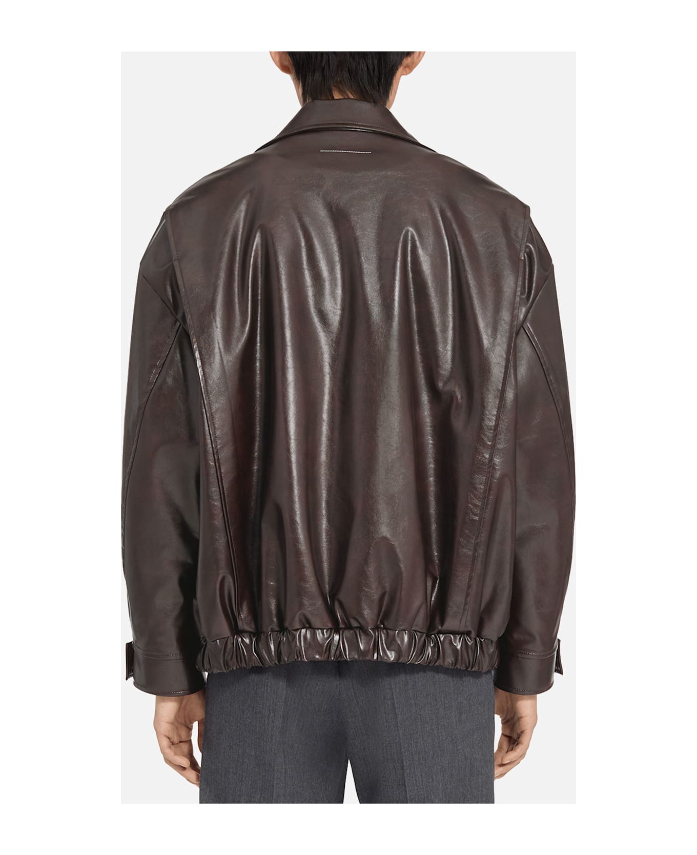 MM6 Maison Margiela Leather Jacket - Brown