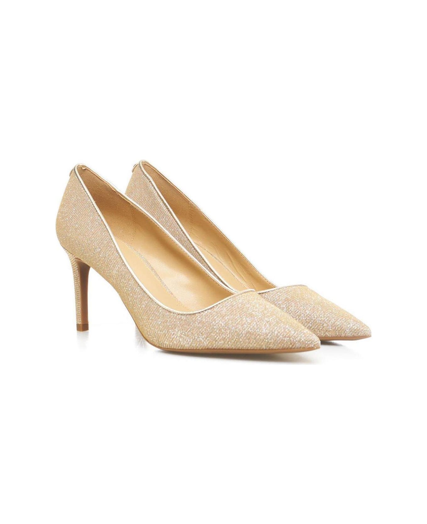 Michael Kors Collection Glittered Pointed Toe Pumps - Camel Multi