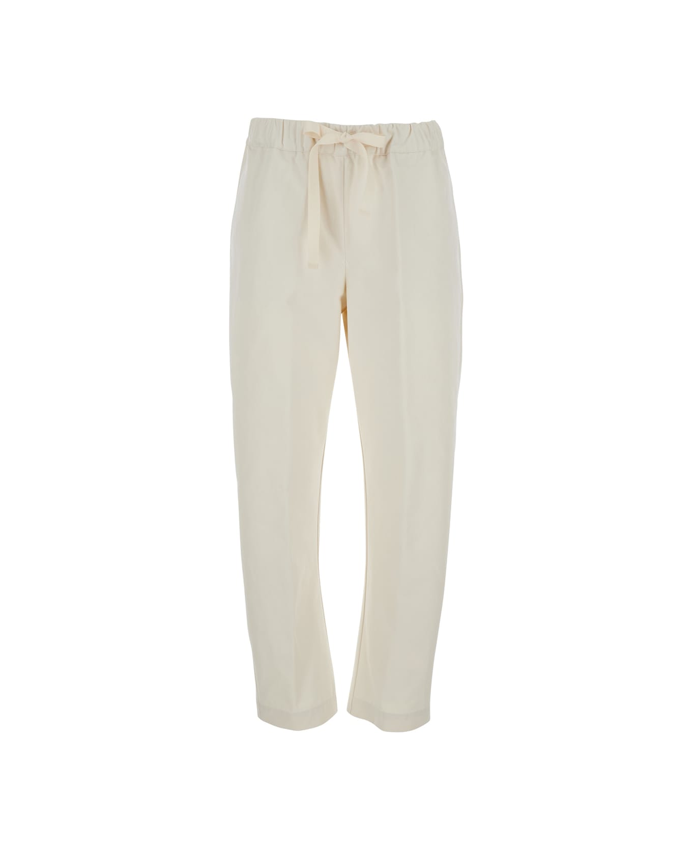 パンツ SEMI COUTURE Women Straight Pants Y5SO13A230 White SEMICOUTURE 'buddy' White Pants With Drawstring Waist In