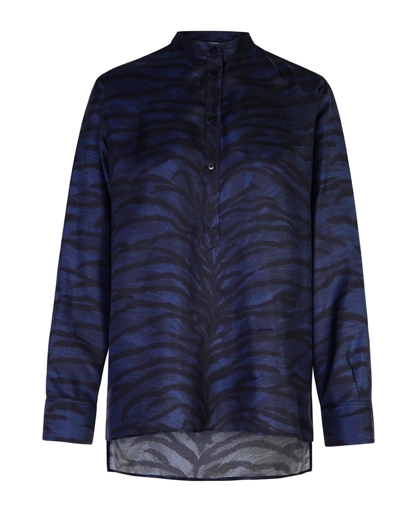 Stella McCartney Tiger Printed Stitch Detailed Shirt - Azzurro/fantasia