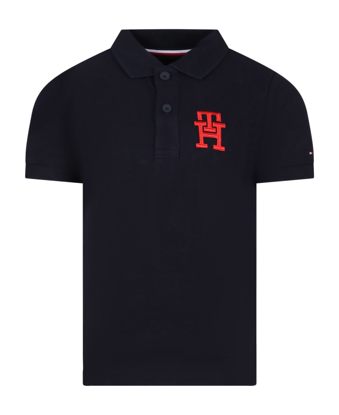 Tommy Hilfiger Blue Polo Shirt For Boy With Logo - Blue