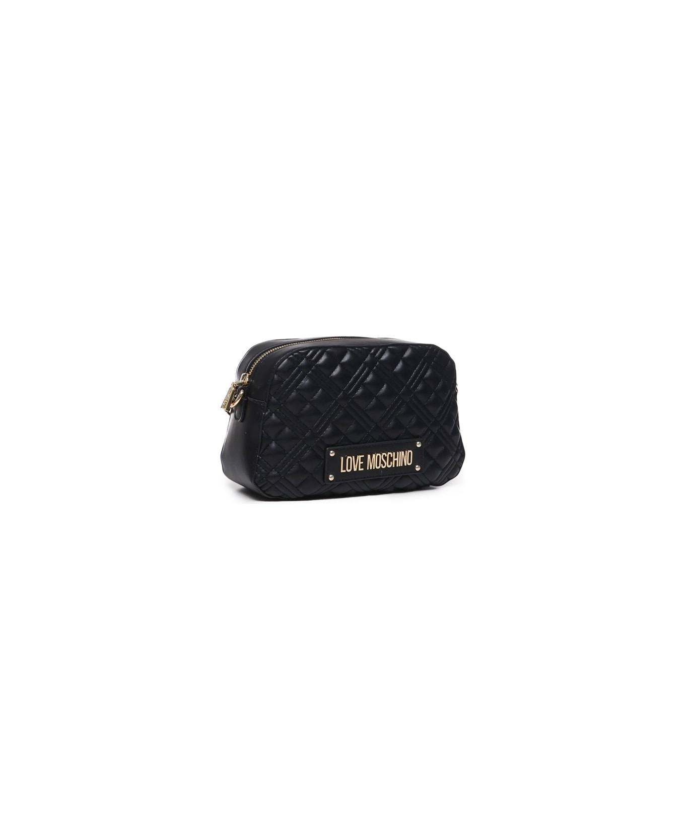 Love Moschino Quilted Bag With Logo - Black