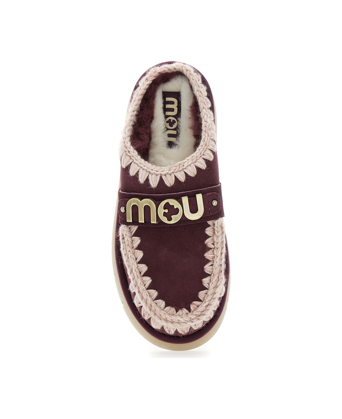 Mou 
bounce
 Bordeaux Mules With Logo Lettering And Open Rear In Leather Woman - Bordeaux