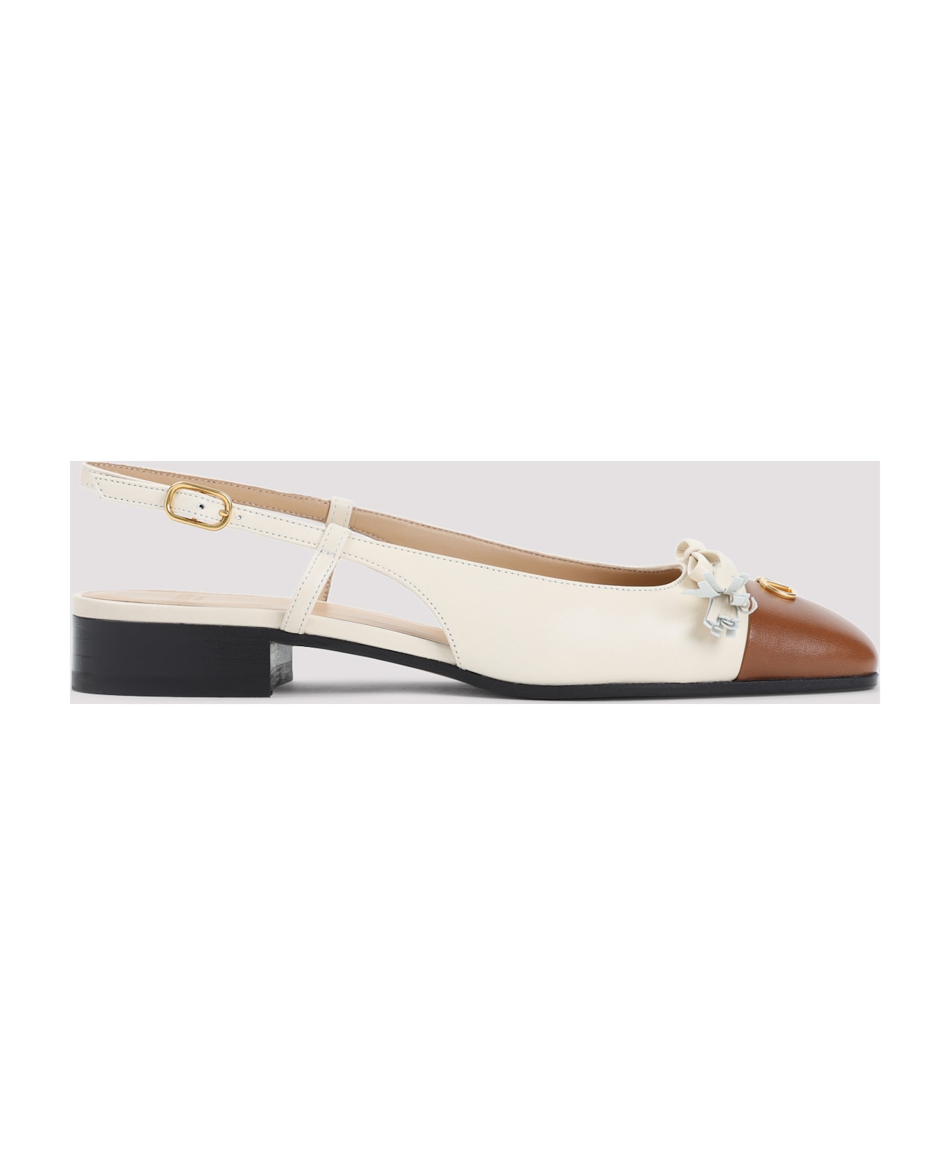 Valentino Garavani Leather Ballerinas - Aha Butter White Tobacco