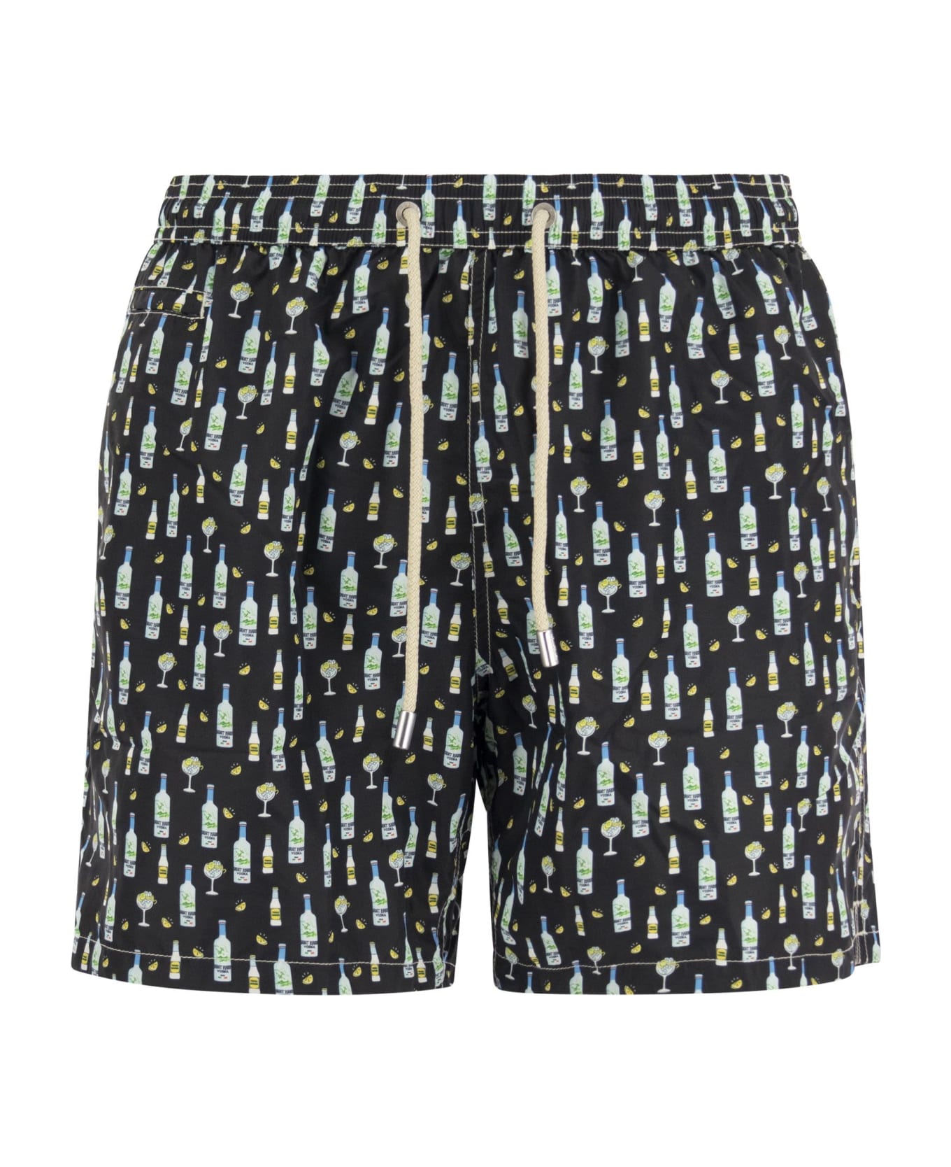 MC2 Saint Barth Lightweight Fabric Swim Boxer Shorts With Print - Black
