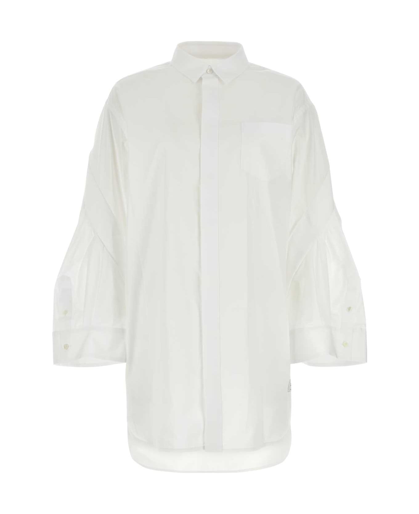 Sacai White Poplin Thomas Mason Shirt Dress - OFFWHITE ワンピース＆ドレス
