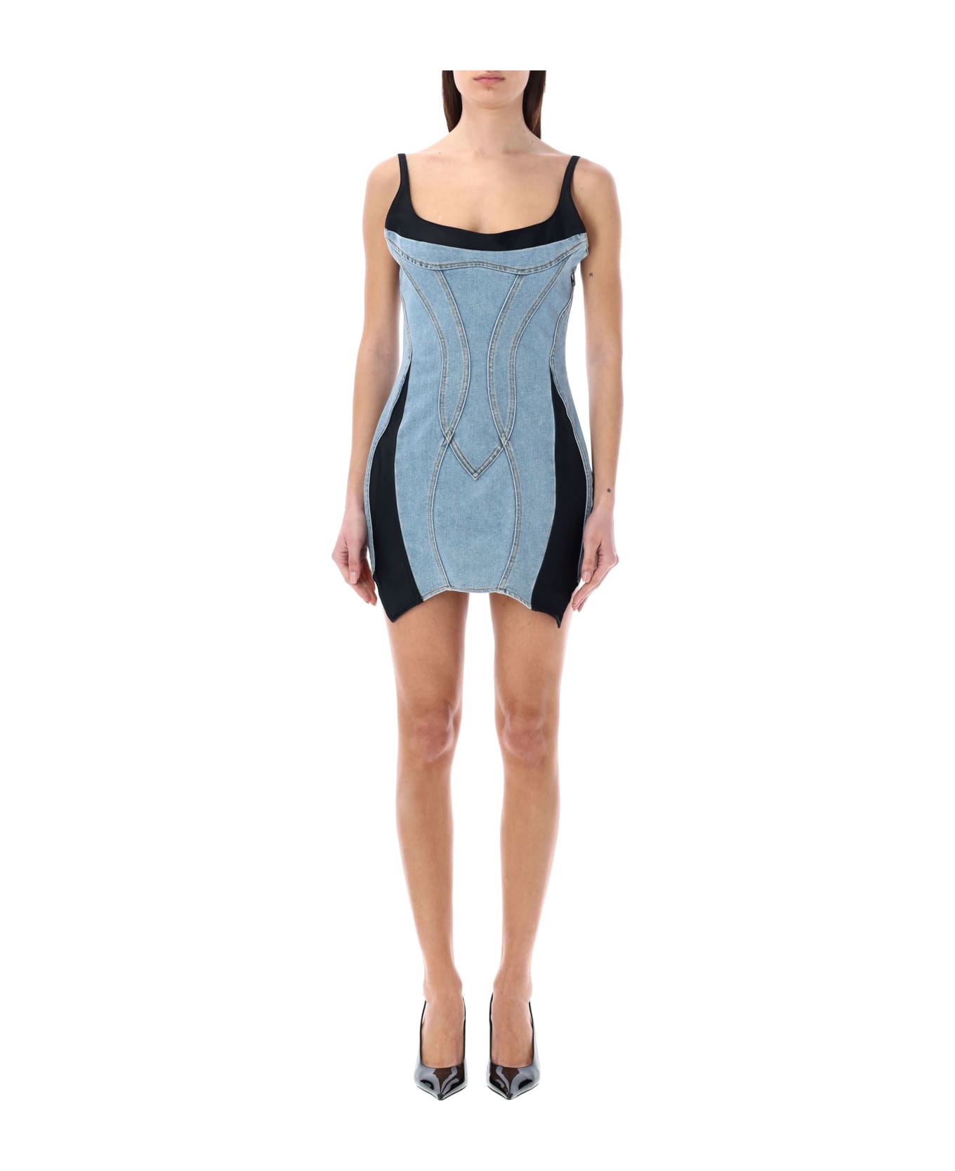 Mugler Corset Denim Dress - BLUE WASHED ワンピース＆ドレス