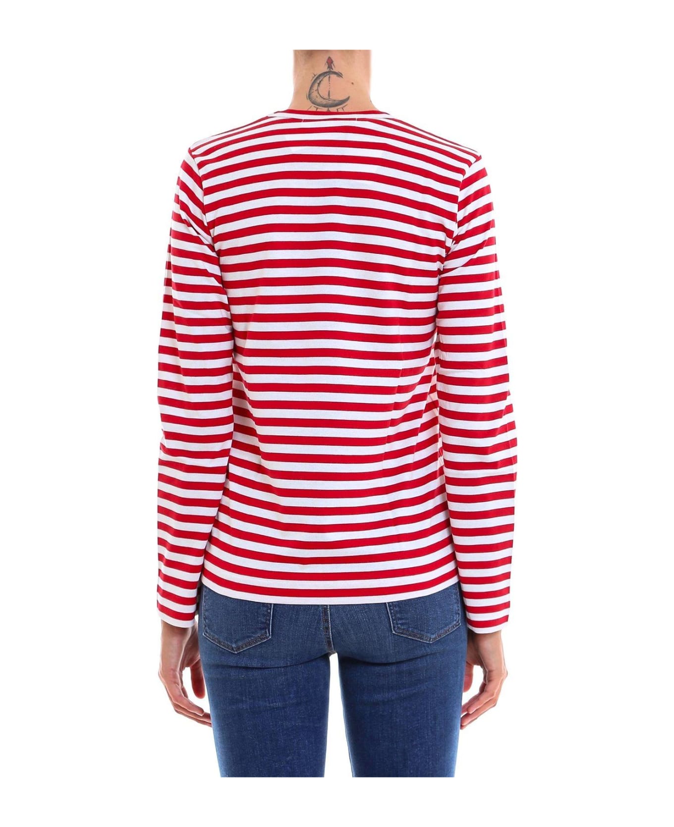 Comme des Garçons Play Striped Long-sleeved T-shirt - Red
