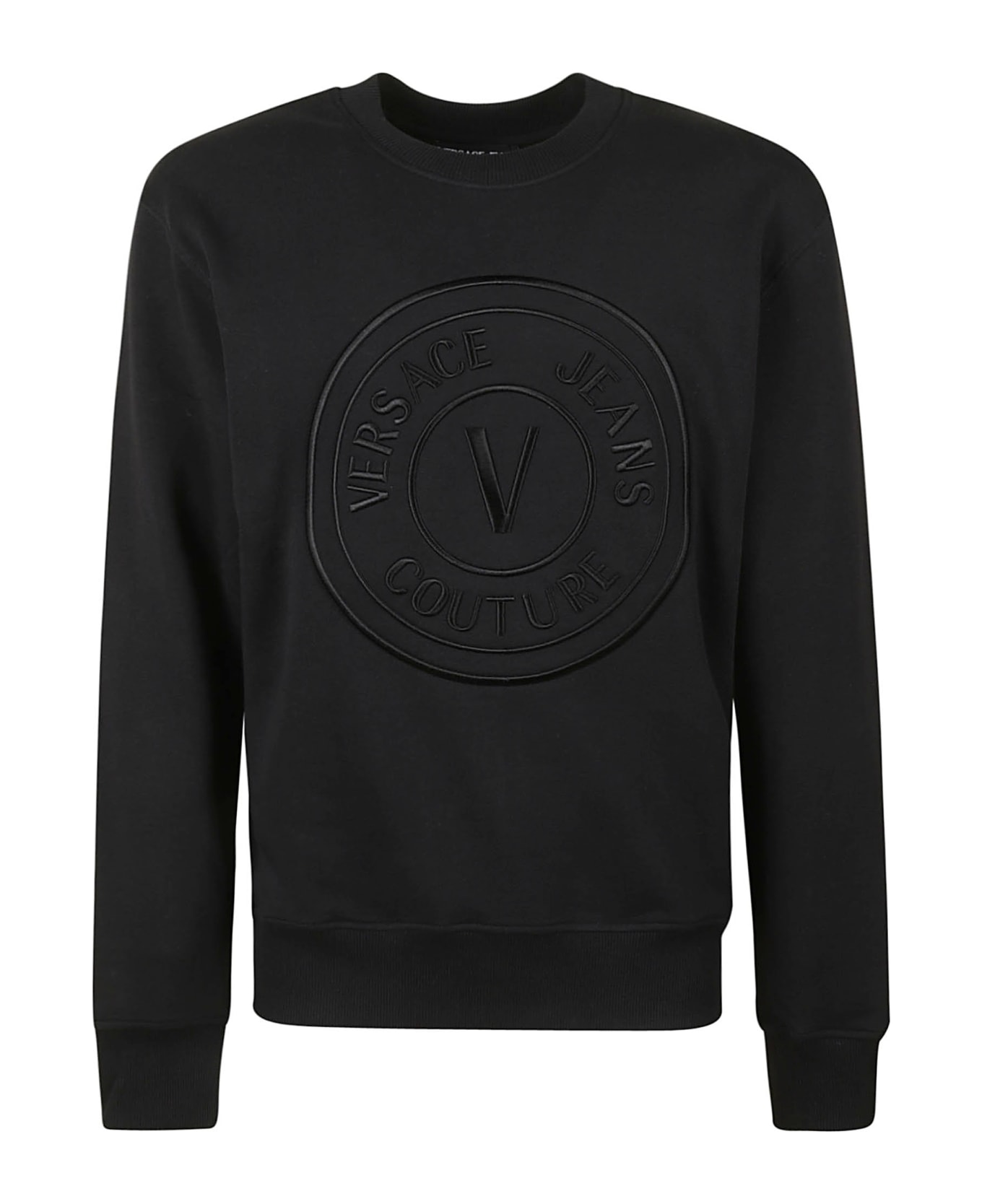 Versace Jeans Couture V-emblem 3d Embroidered Sweatshirt - Black