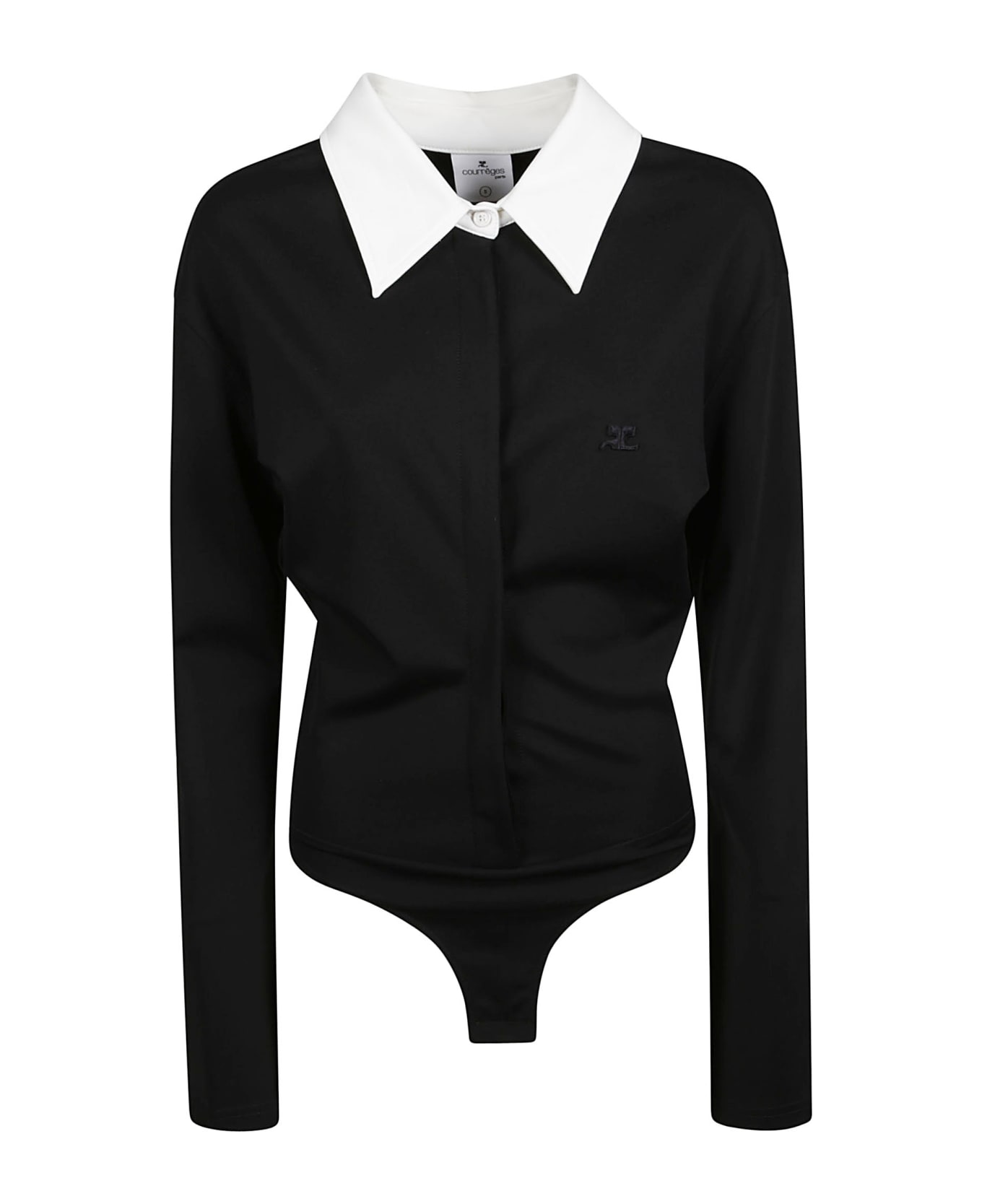 Courrèges Drop Jersey Shirt - Black ボディスーツ