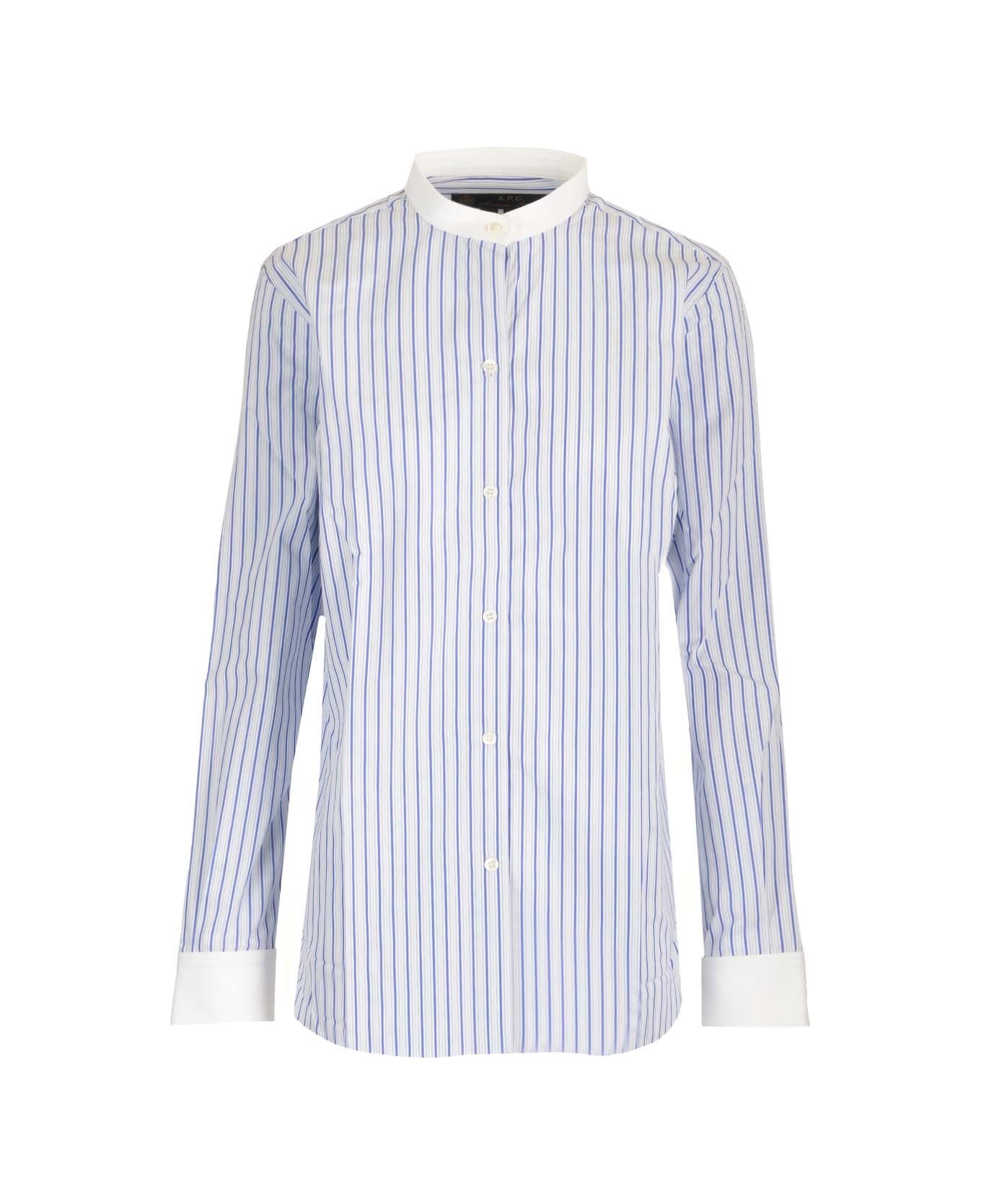 A.P.C. Coreana Striped Chemise Venezia - Light blue