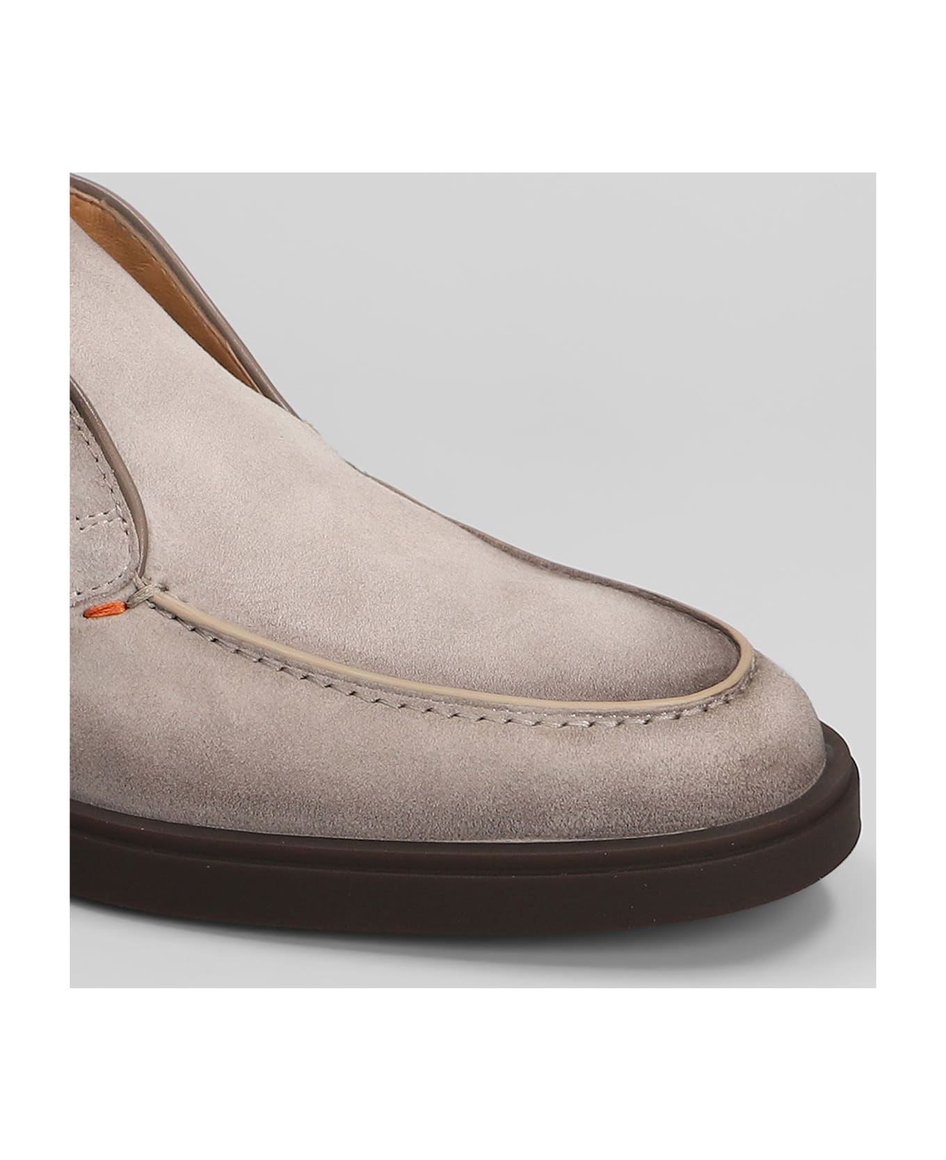 Santoni Dragon Loafers In Grey Suede - grey