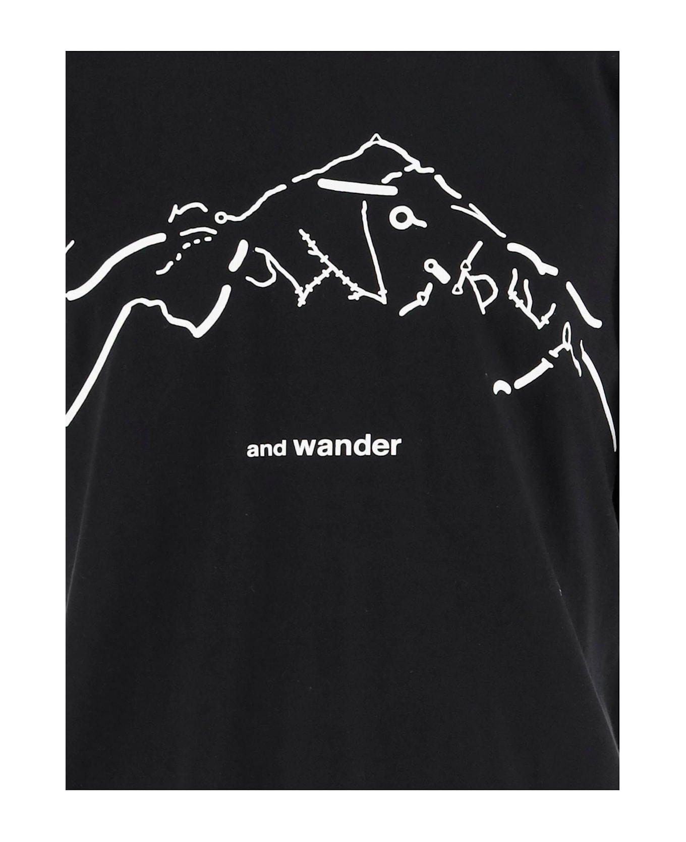 And Wander Cotton Blend T-shirt With Logo - Black