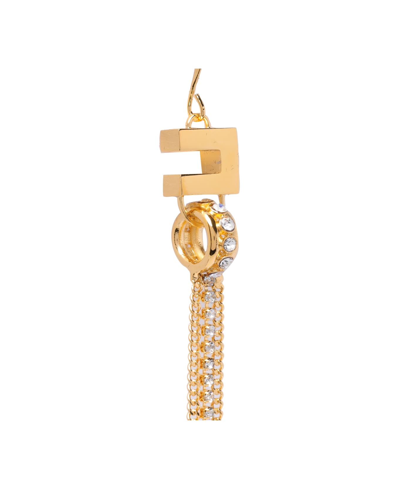 Elisabetta Franchi Pendant And Strass Logo Earrings - Golden