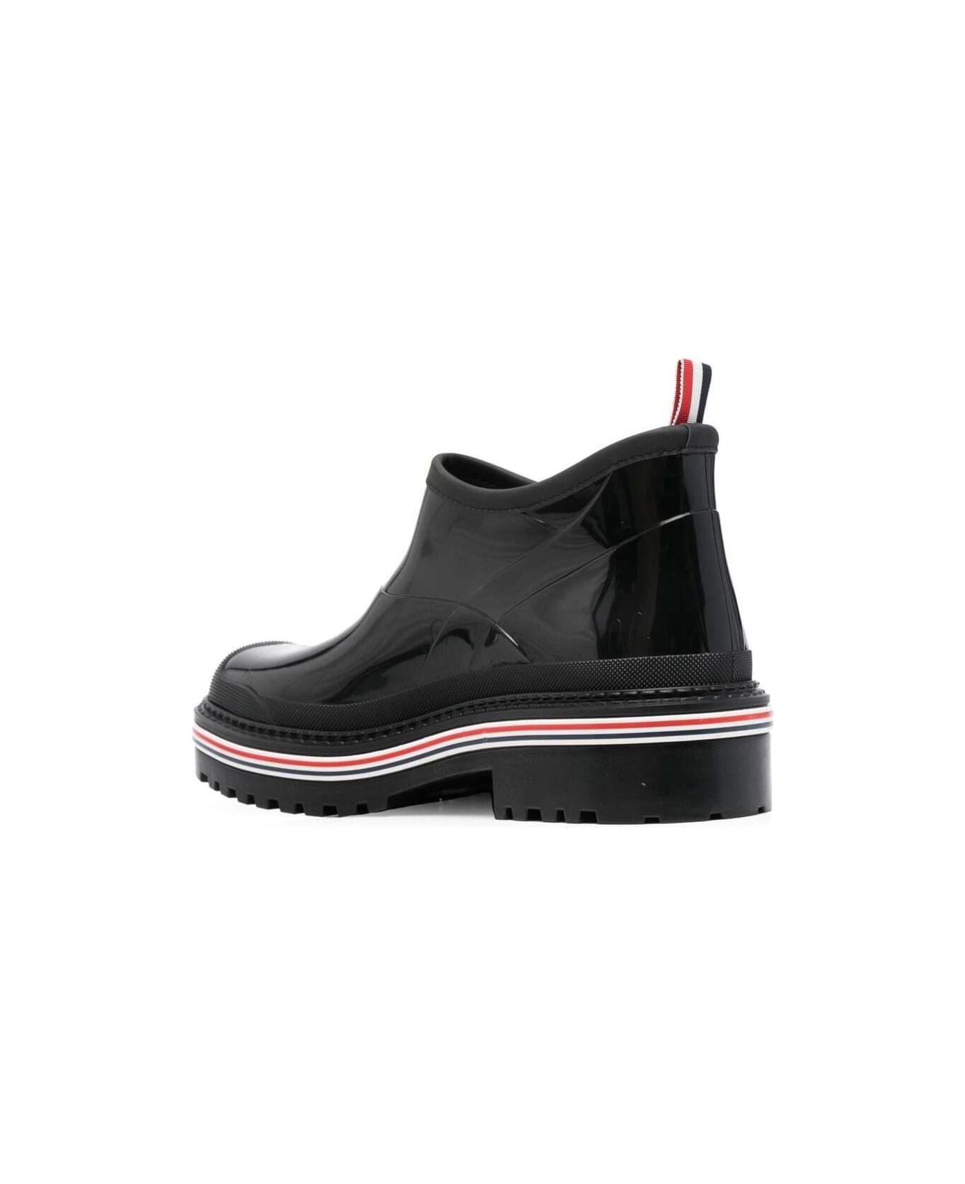 Thom Browne Stripe-trim Ankle Boots In Black Rubber Man - Black