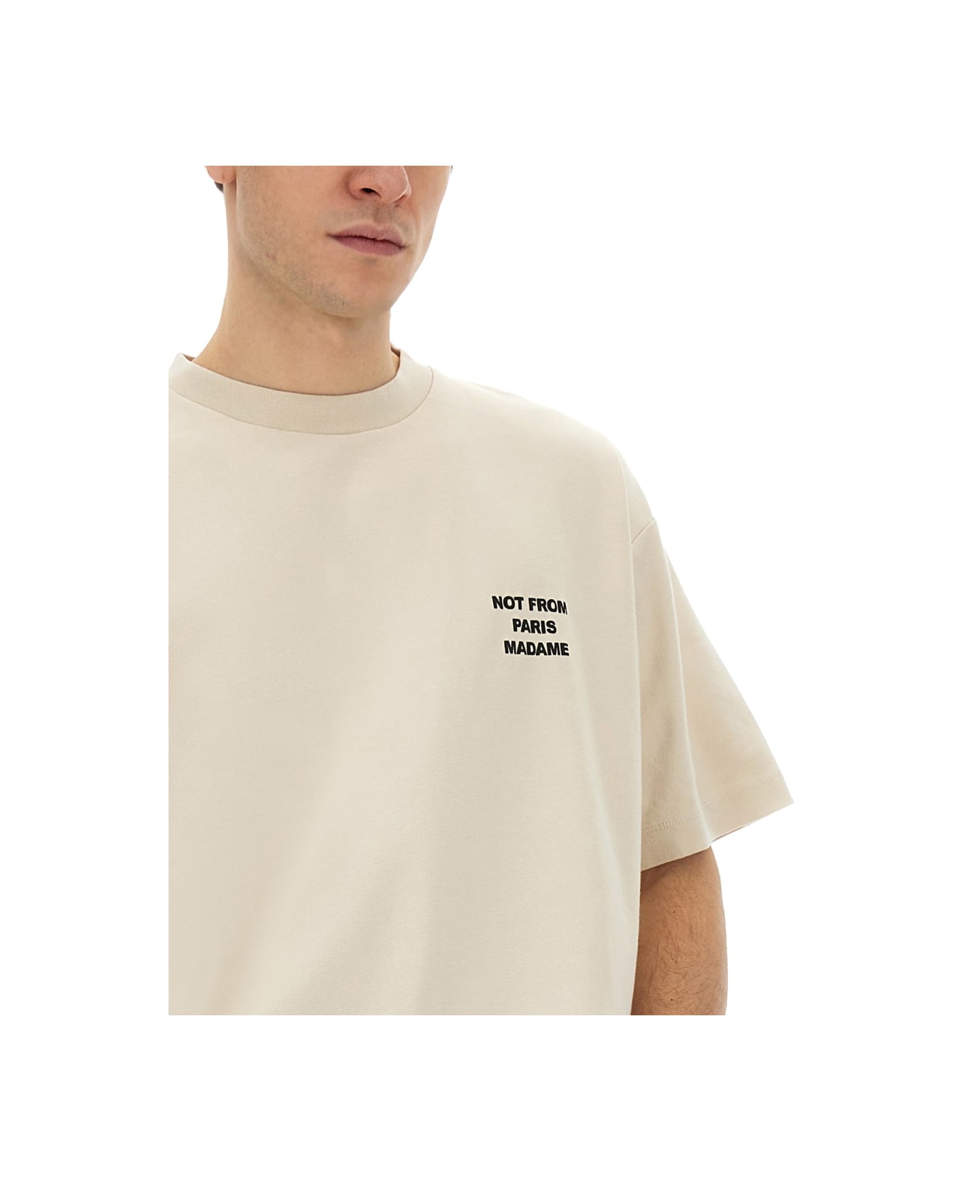 Drôle de Monsieur "slogan" T-shirt - BEIGE