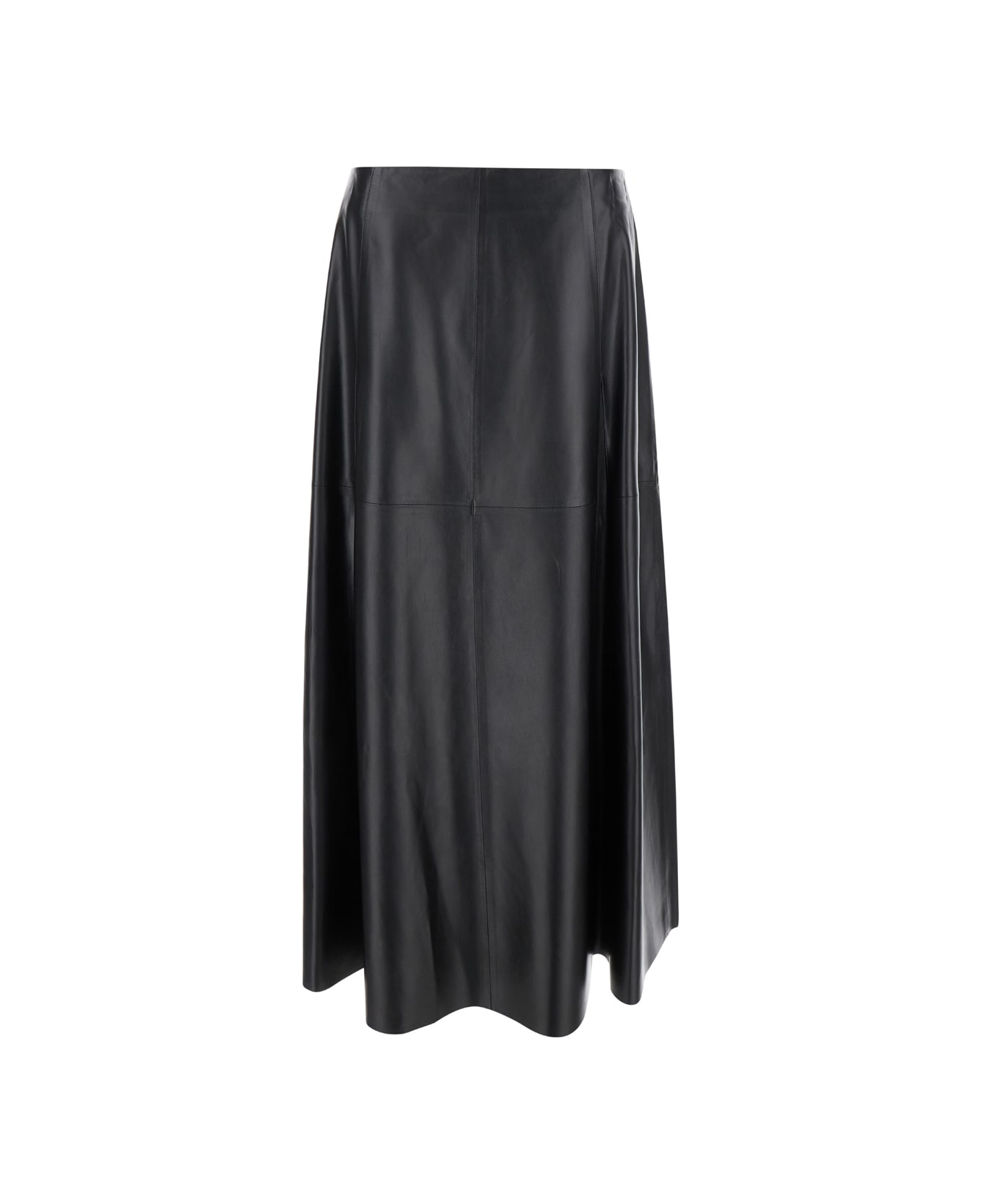 ARMA Black Relaxed Skirt With Zip Closure In Leather Woman - Black