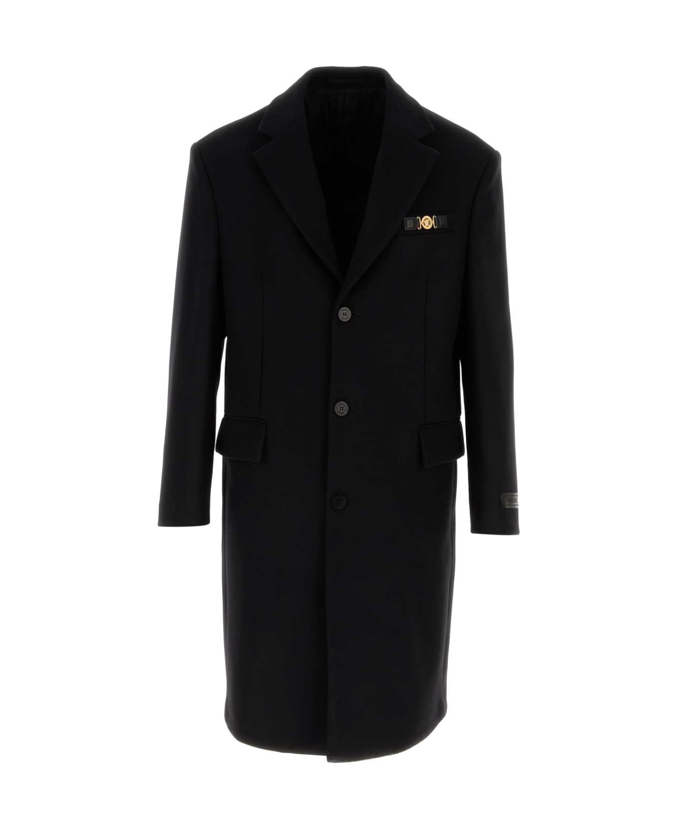 Versace Black Wool Coat - BLACK