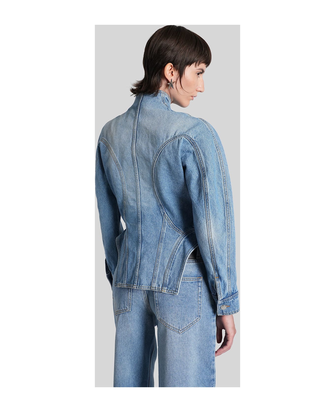 Mugler Denim Jackets In Blue Denim - blue