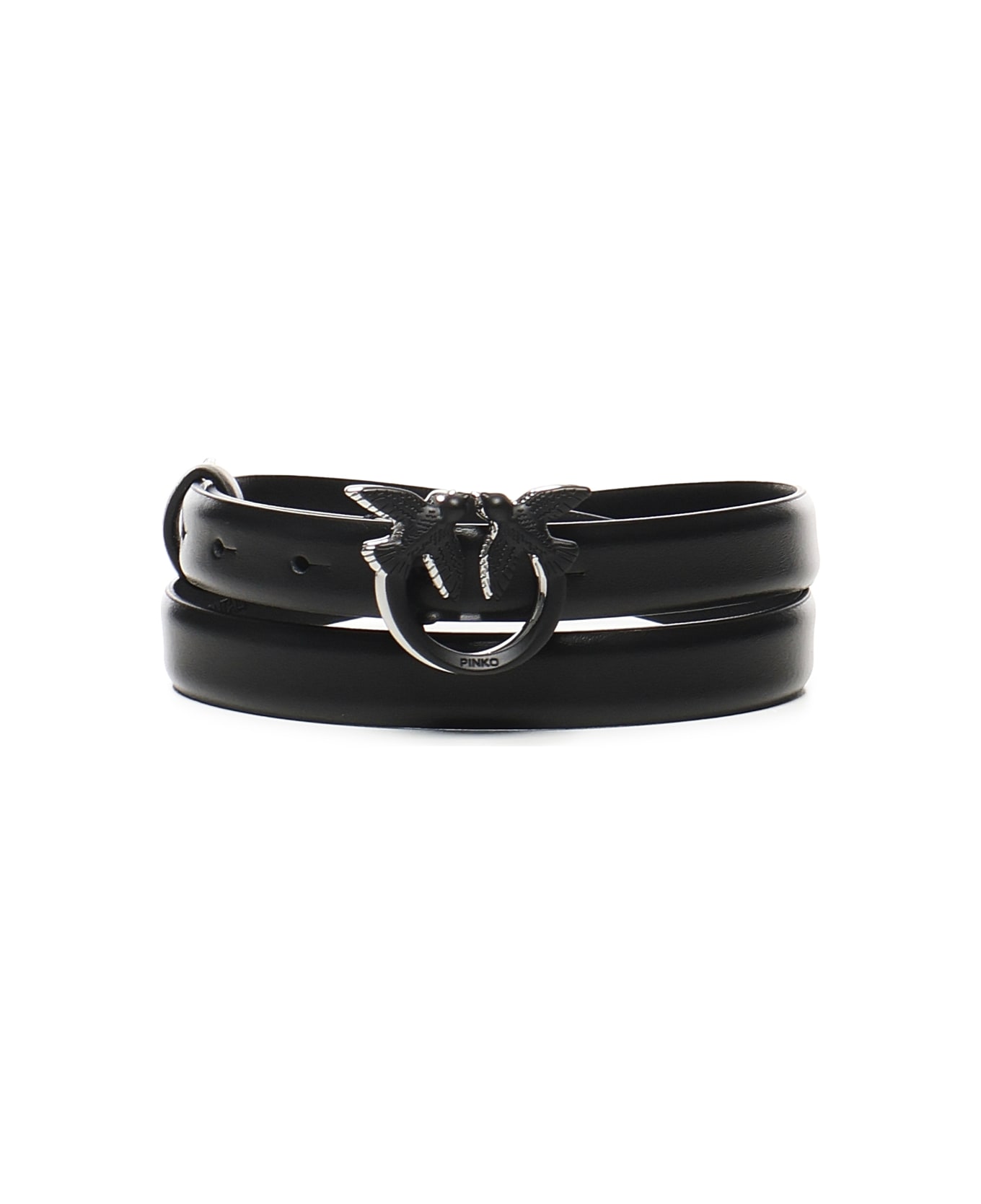 Pinko Love Birds Leather Belt - Black
